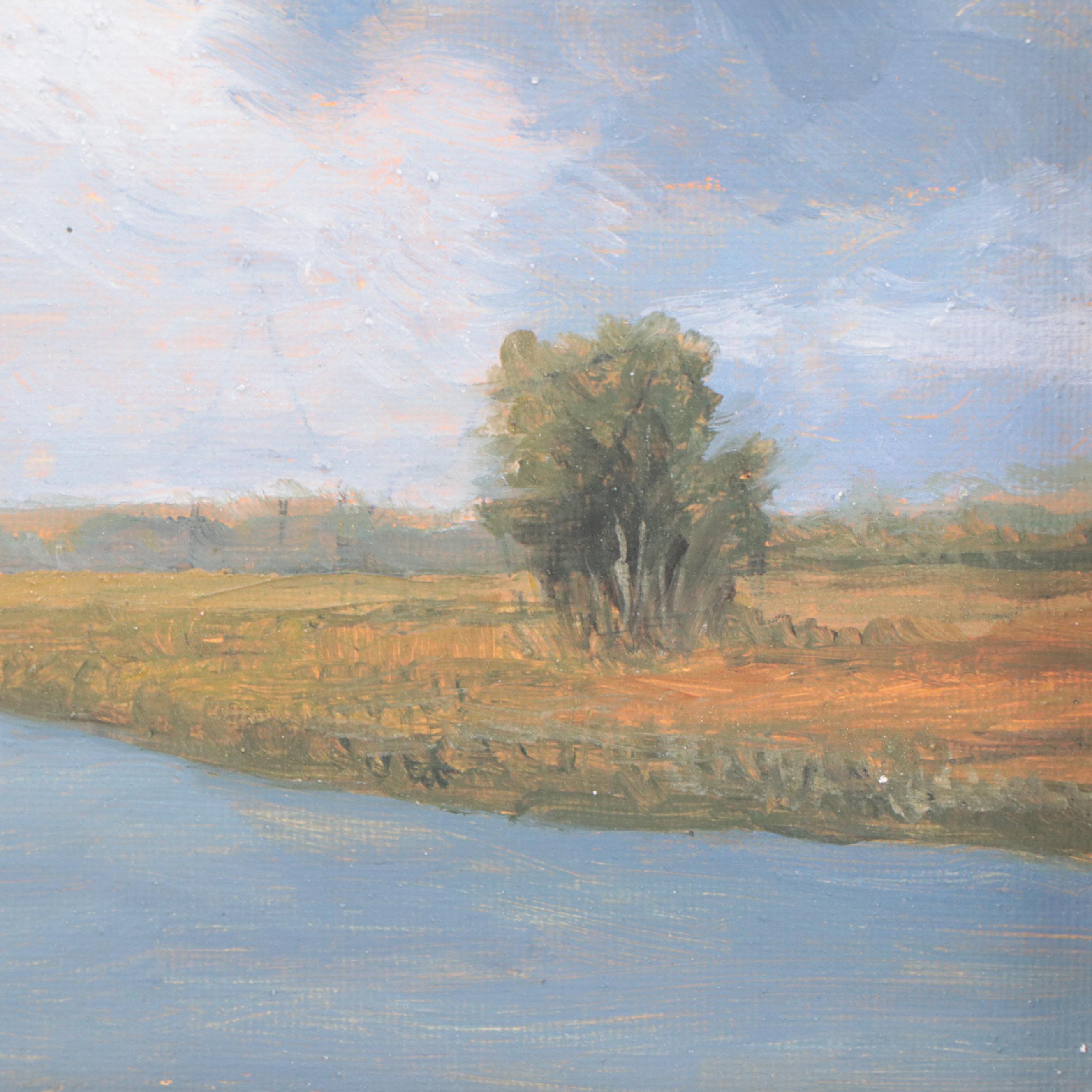 Sulmaz H. Radvand Landscape Oil Painting of River Scene, 21t Century