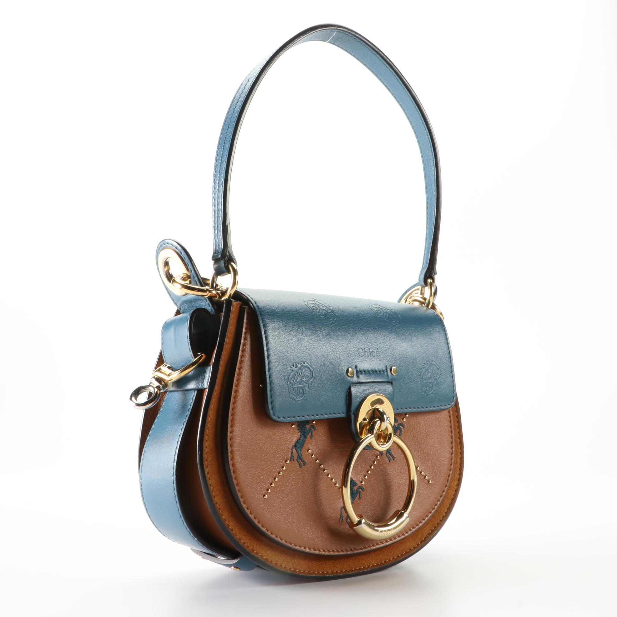 Chloé Small Tess Bag in Leather with Studs and Embroidered Horses
