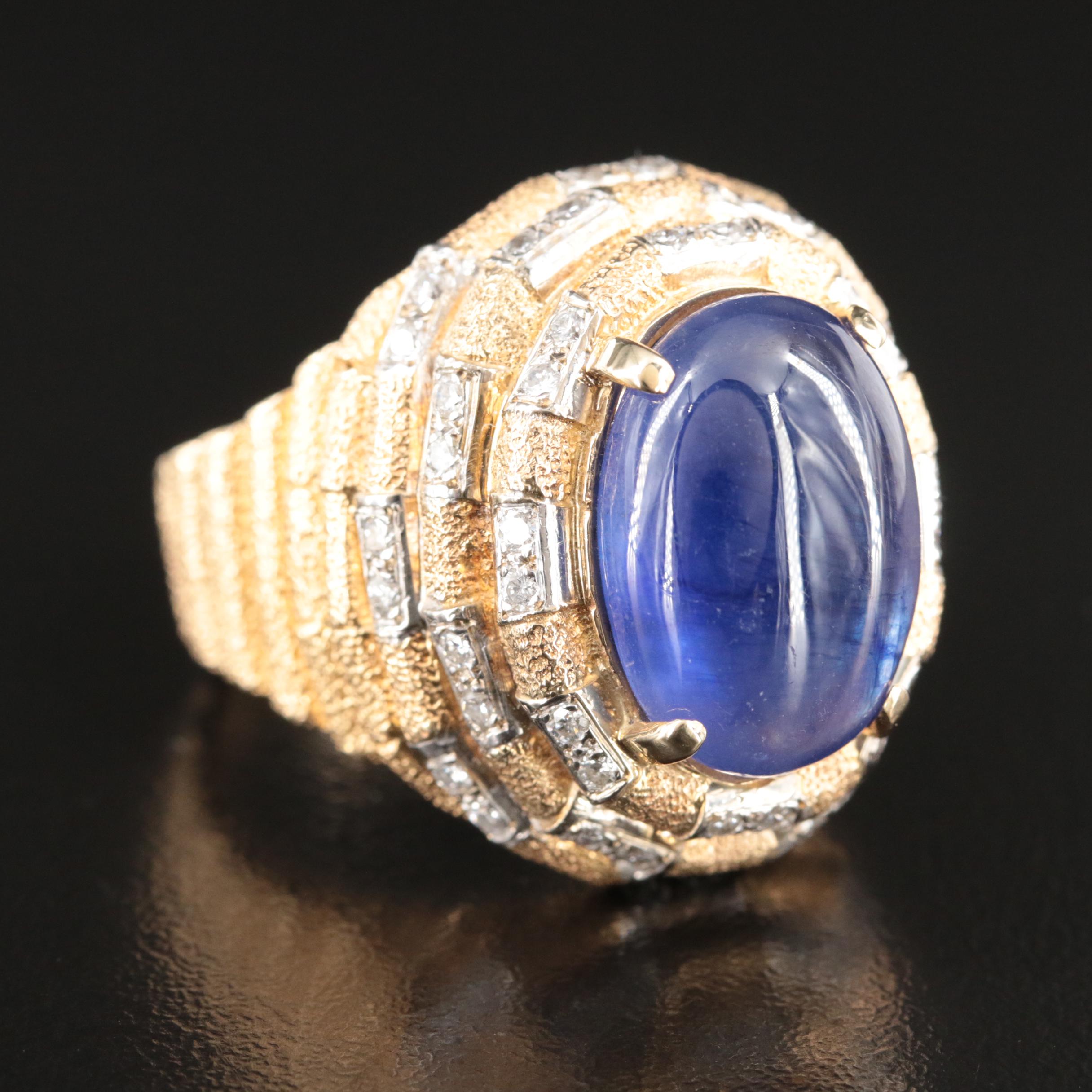 14K Corundum and Diamond Ring