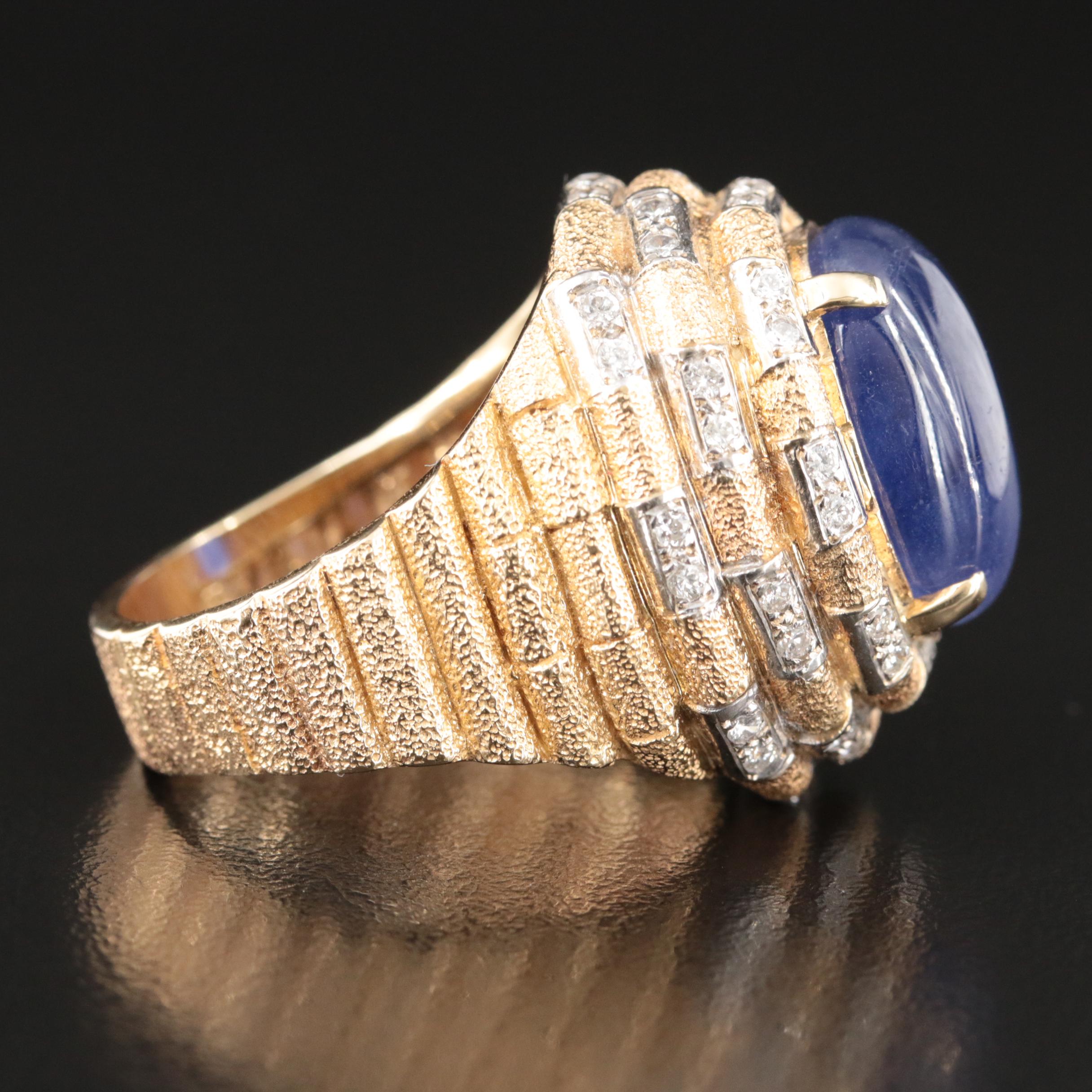 14K Corundum and Diamond Ring