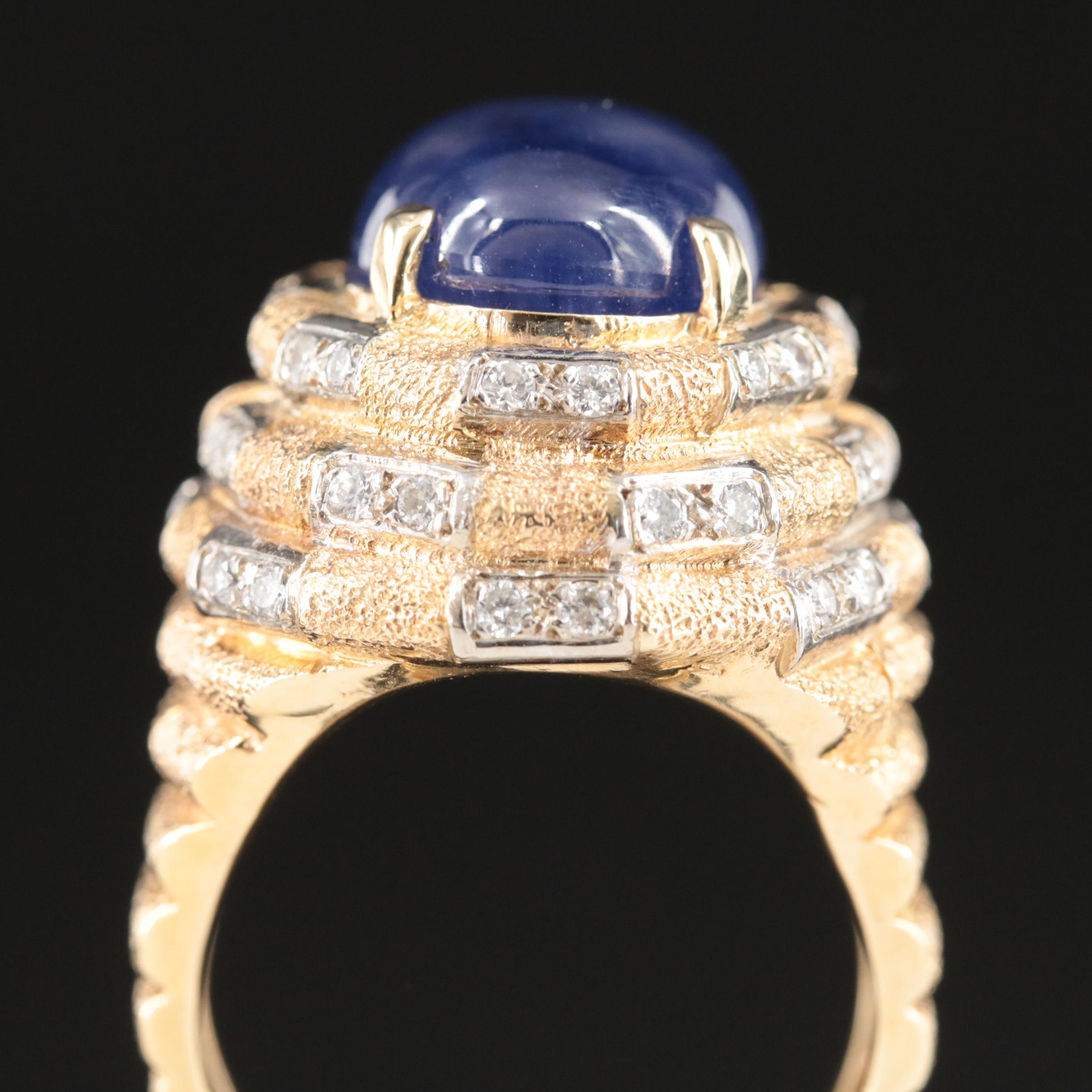 14K Corundum and Diamond Ring