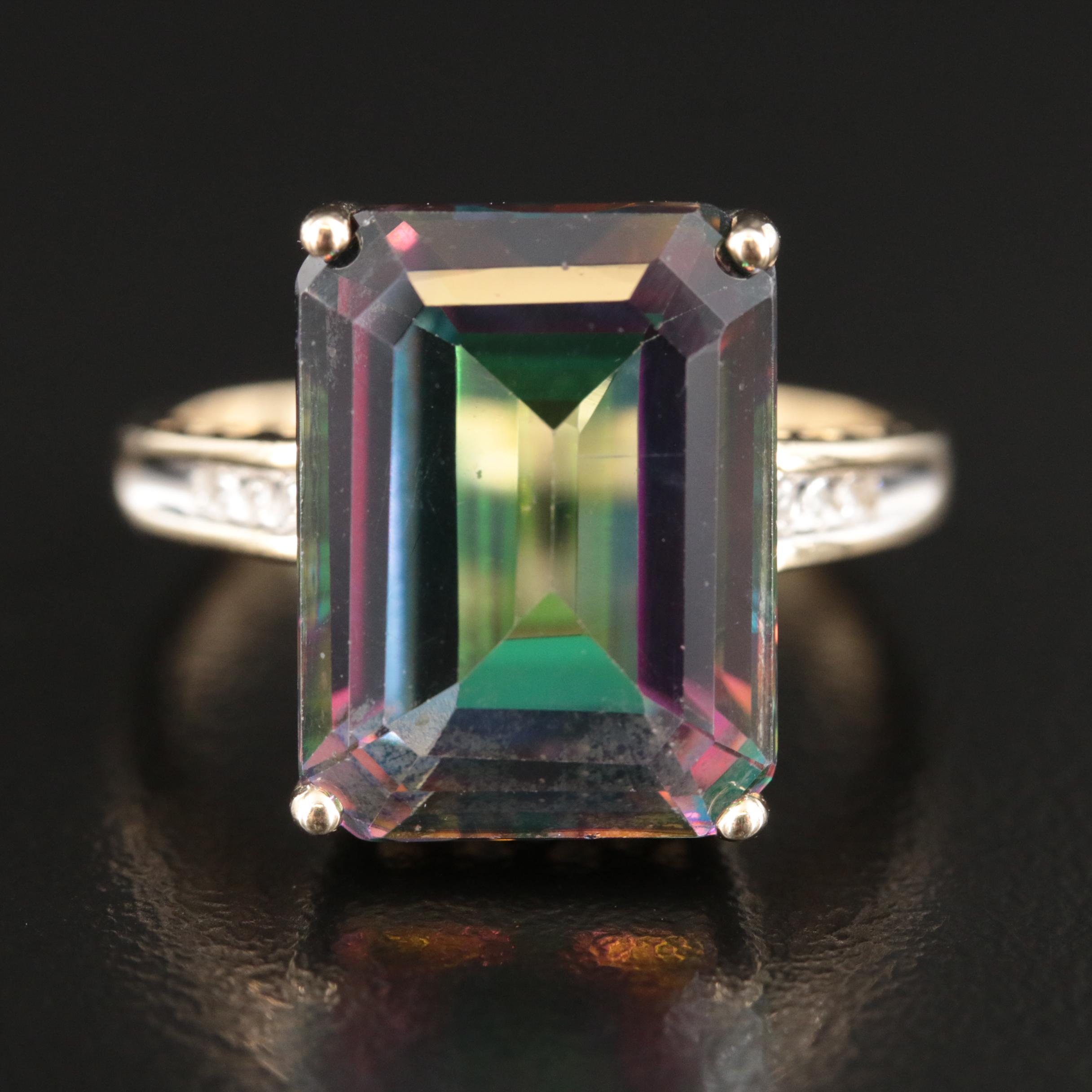 10K Mystic Topaz and Diamond Ring