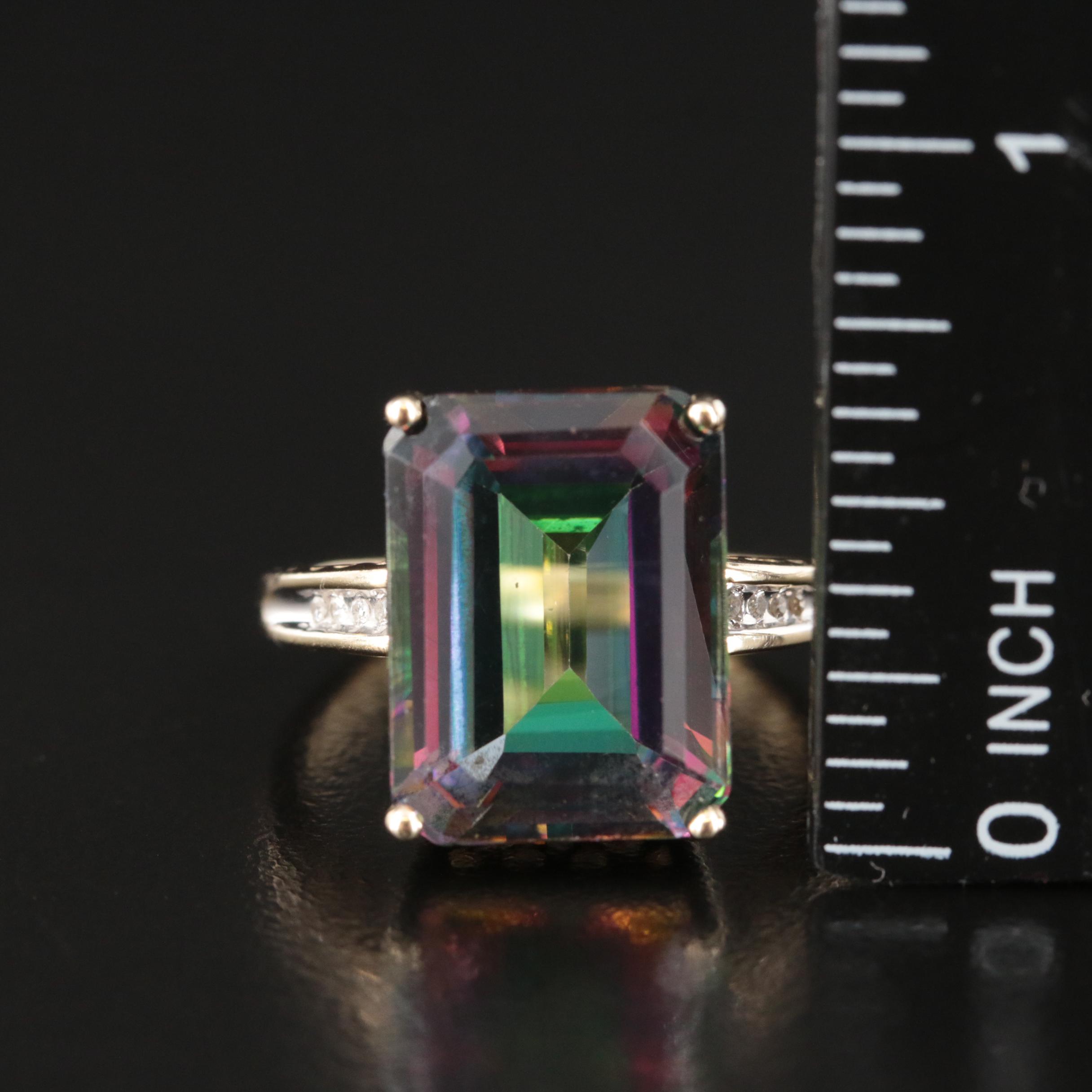 10K Mystic Topaz and Diamond Ring