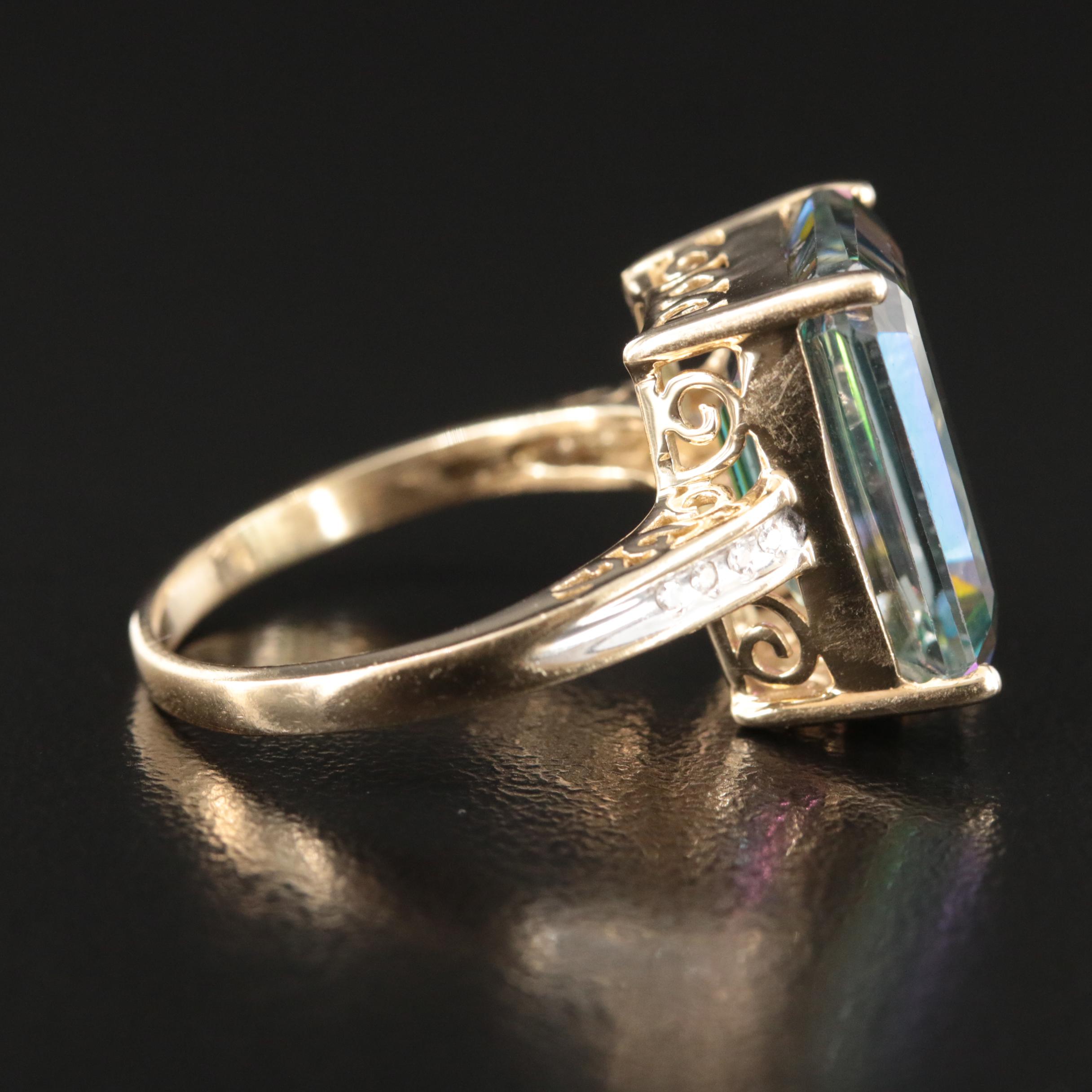10K Mystic Topaz and Diamond Ring