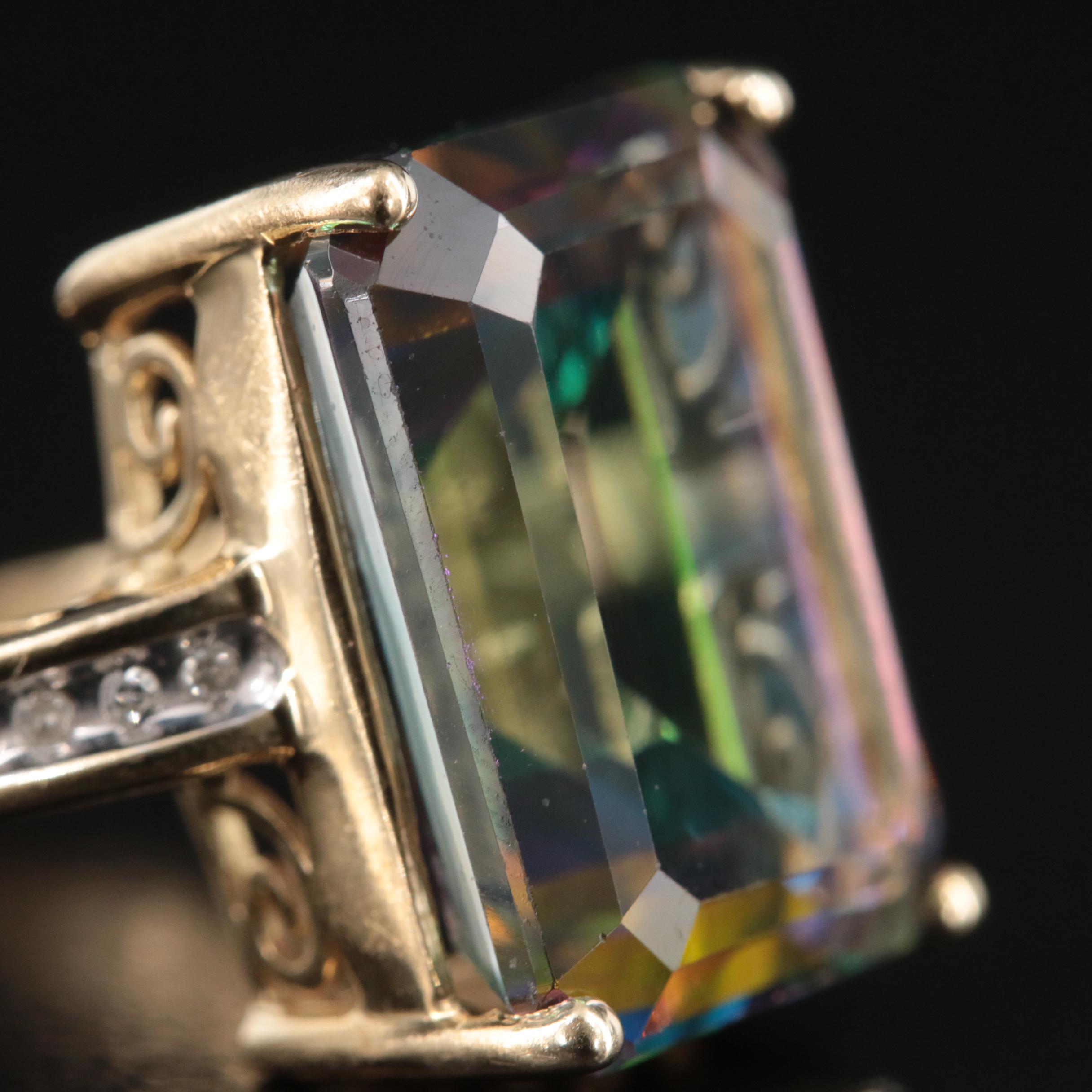 10K Mystic Topaz and Diamond Ring