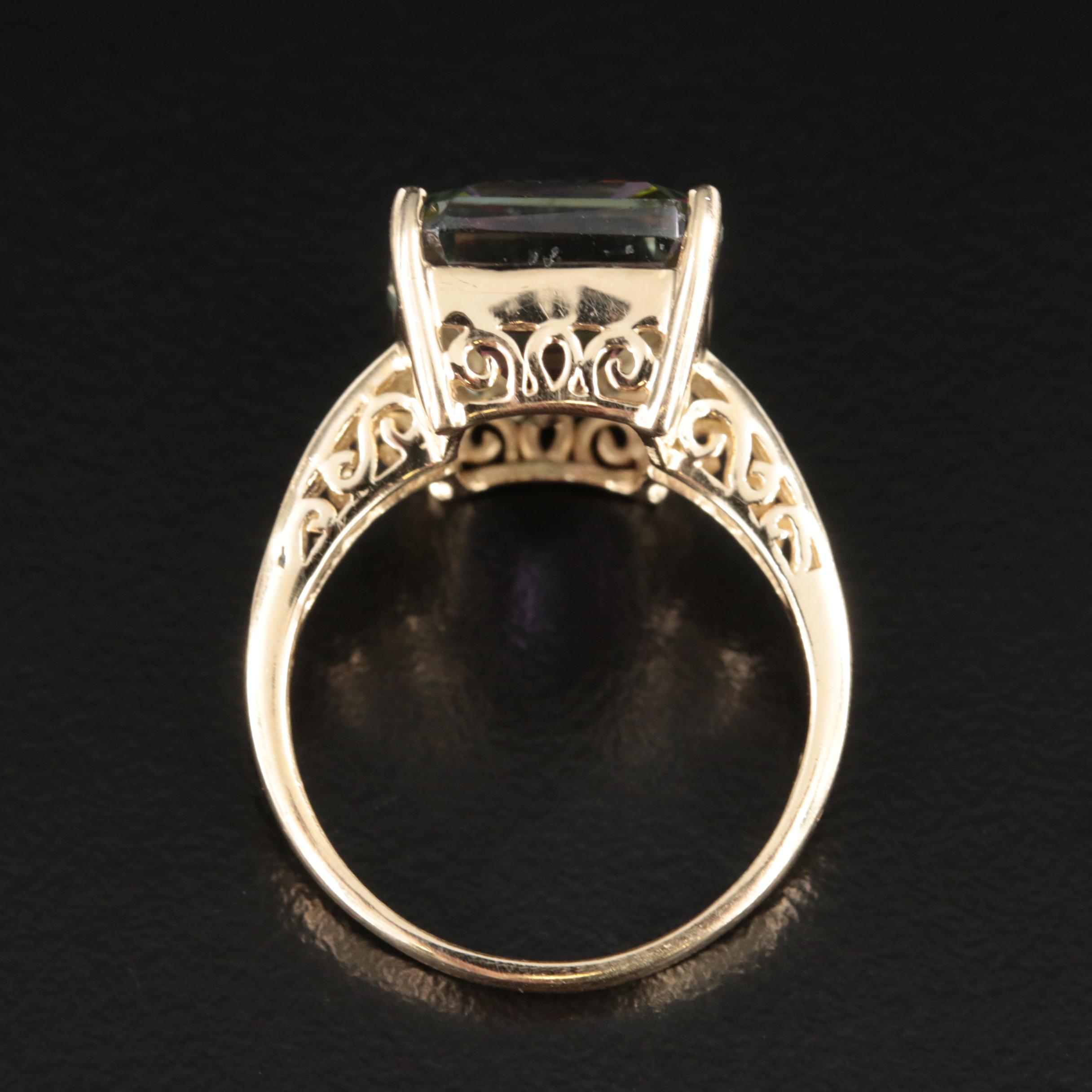 10K Mystic Topaz and Diamond Ring