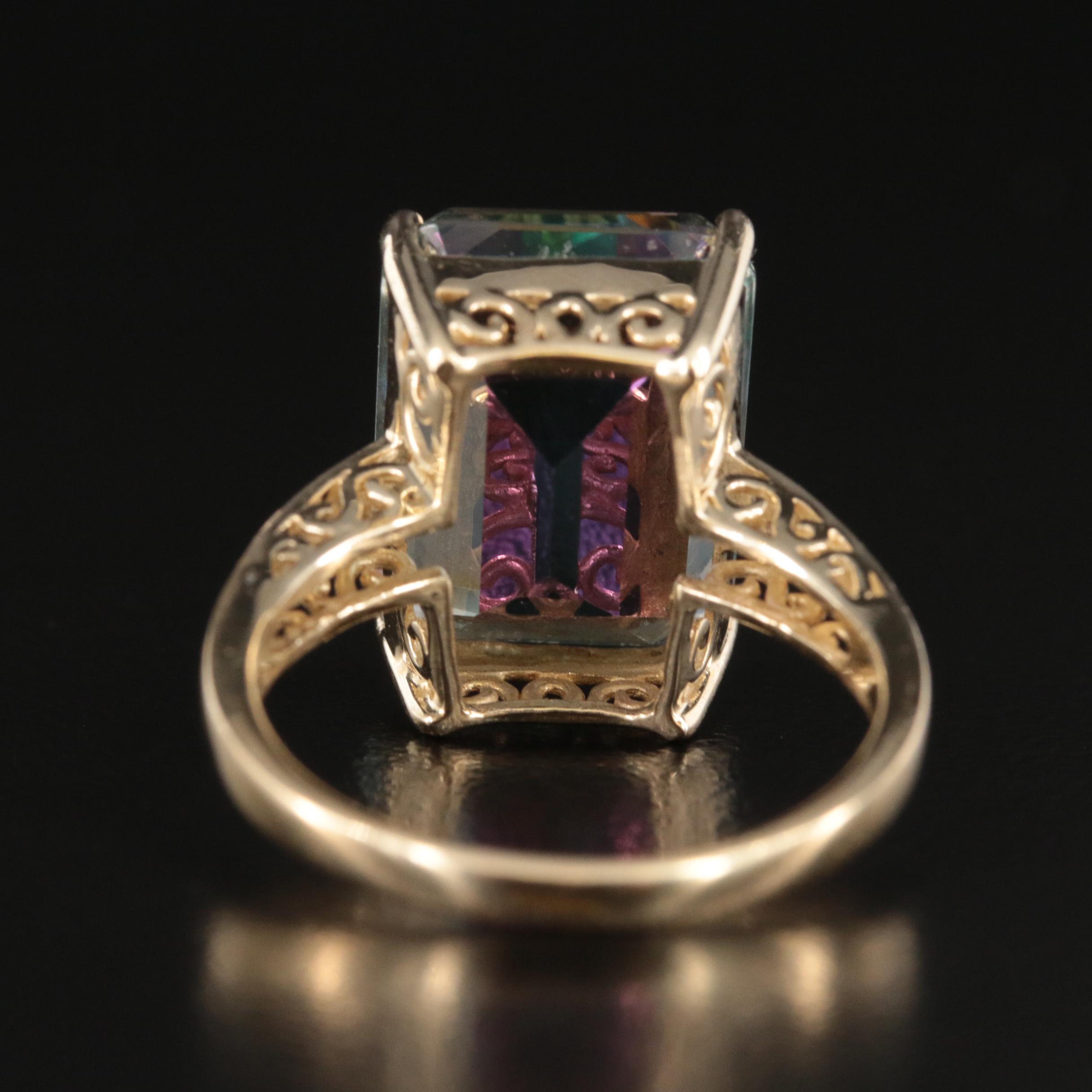 10K Mystic Topaz and Diamond Ring