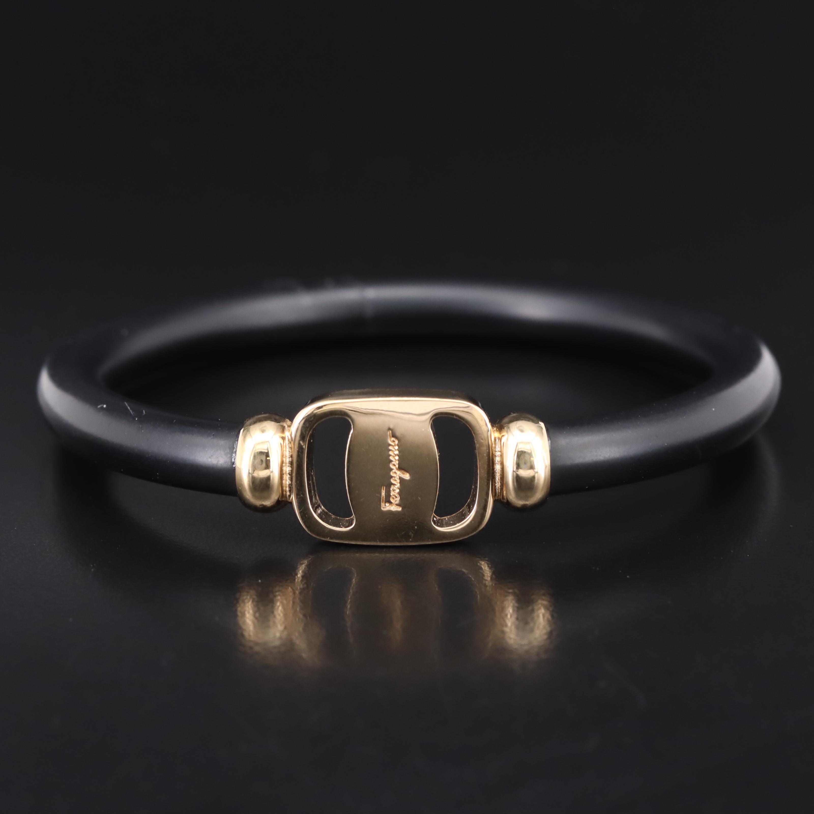 Salvatore Ferragamo Vara Narrow Leather Bangle