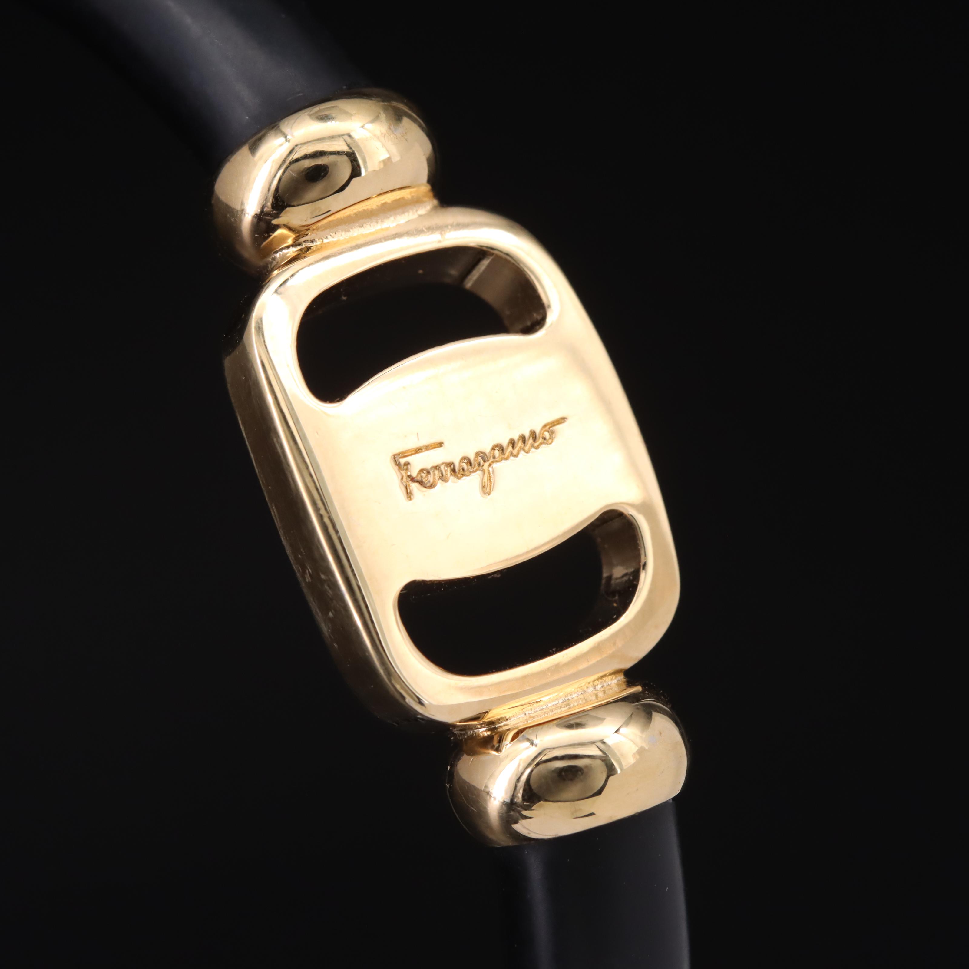 Salvatore Ferragamo Vara Narrow Leather Bangle
