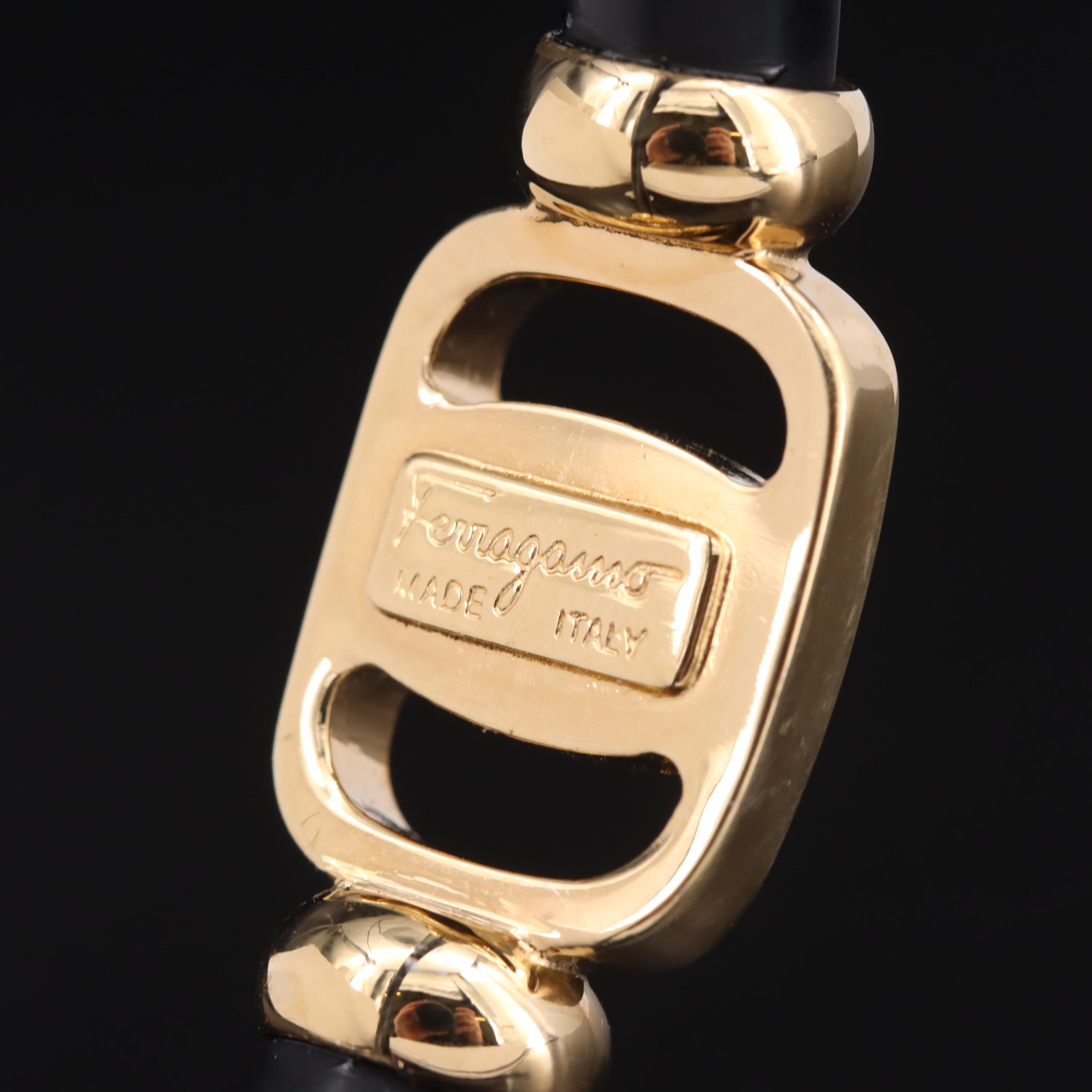 Salvatore Ferragamo Vara Narrow Leather Bangle