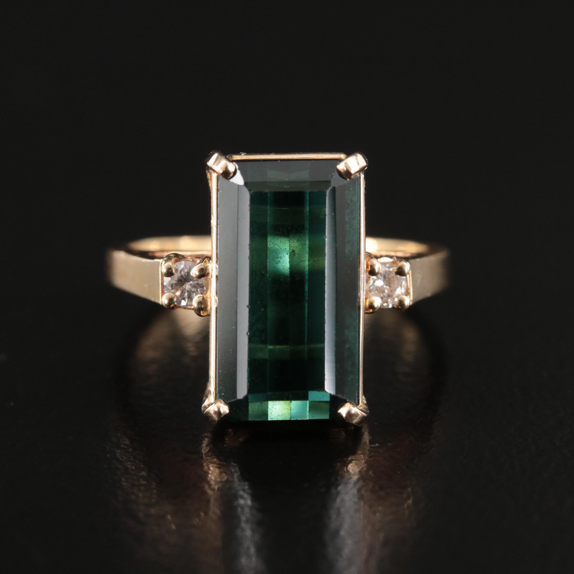 14K 4.00 CT Tourmaline and Diamond Ring