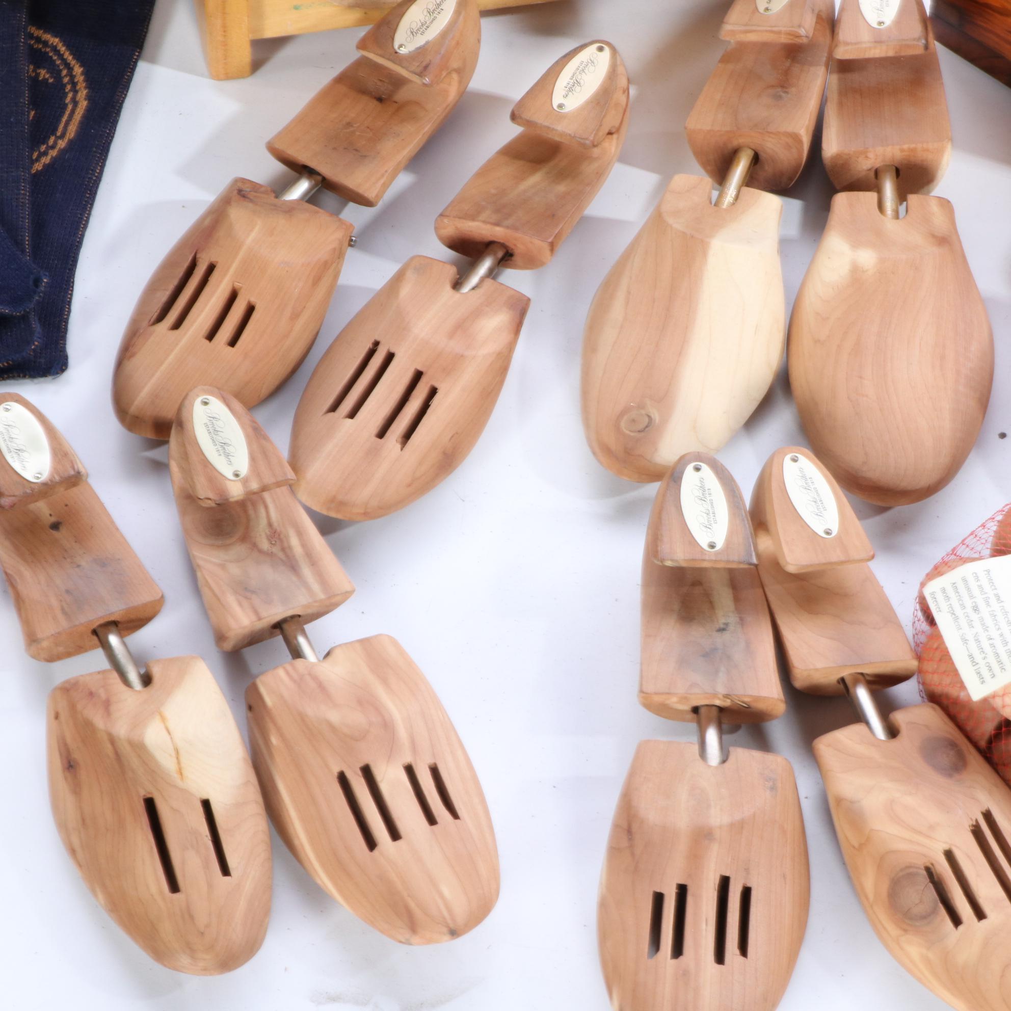 Wooden Shoe Shine Boxes, Horse Hair Shoe Brushes, and Cedar Shoe Trees
