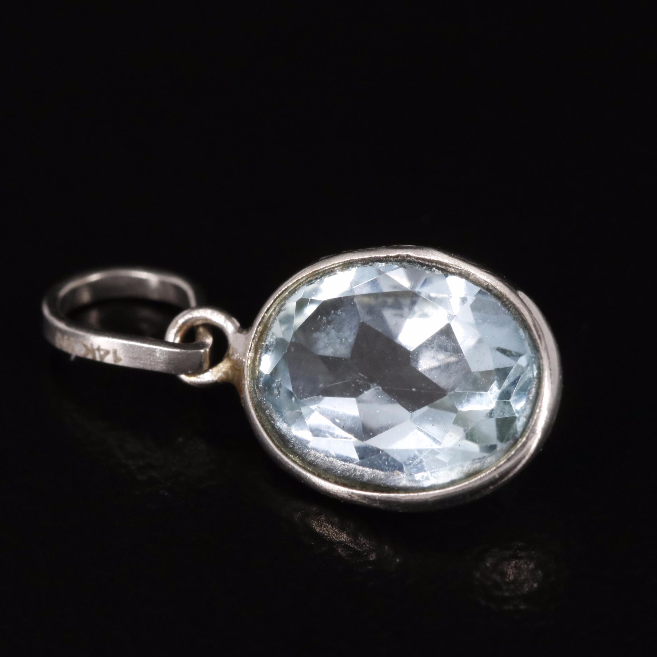 14K Blue Topaz Pendant