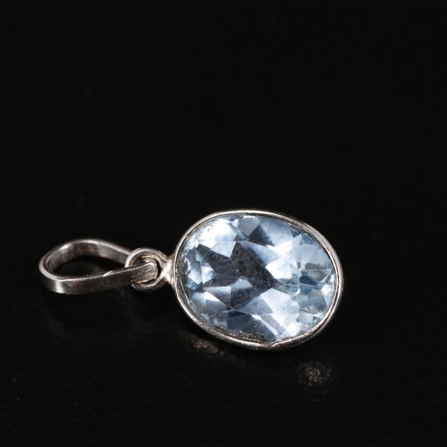 14K Blue Topaz Pendant