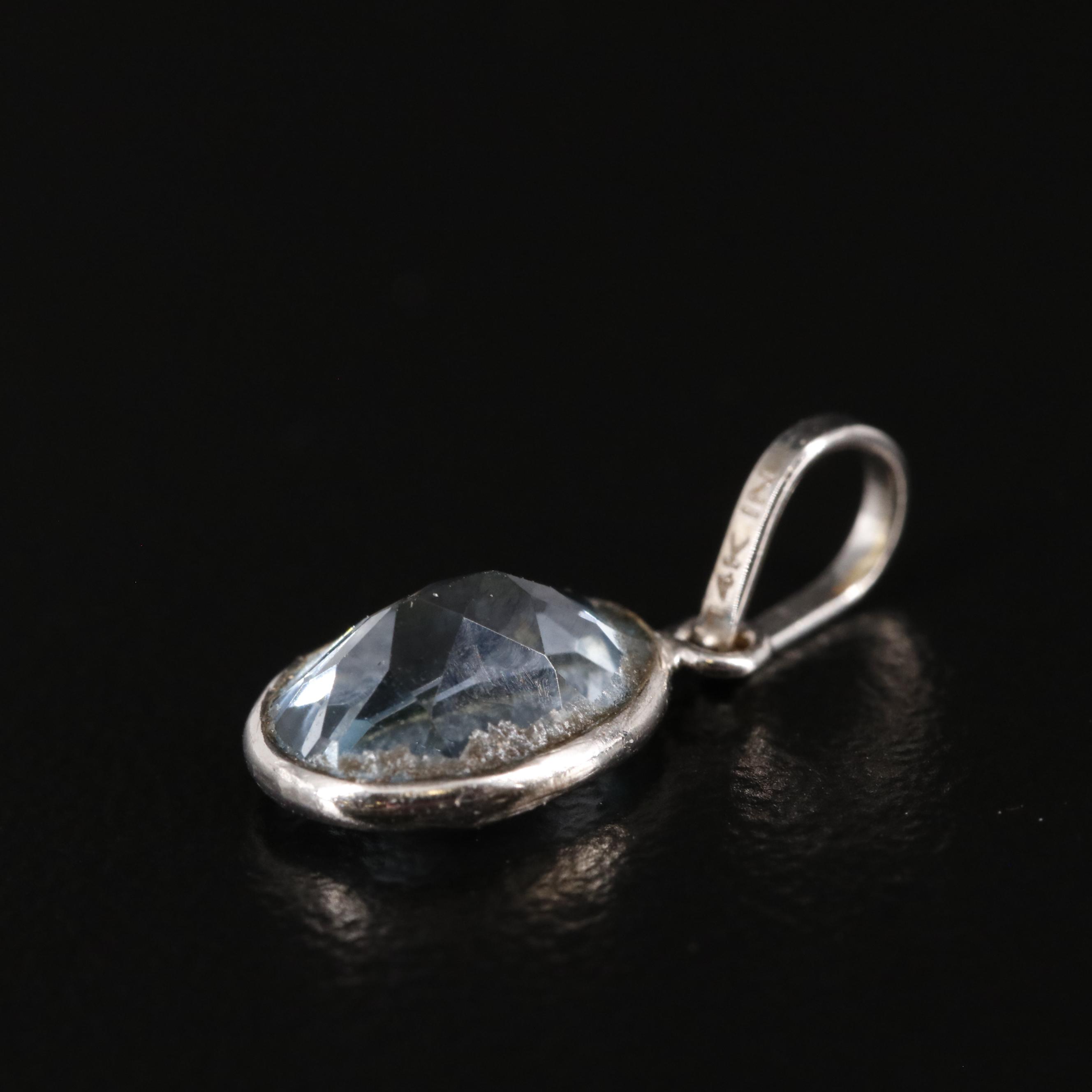 14K Blue Topaz Pendant