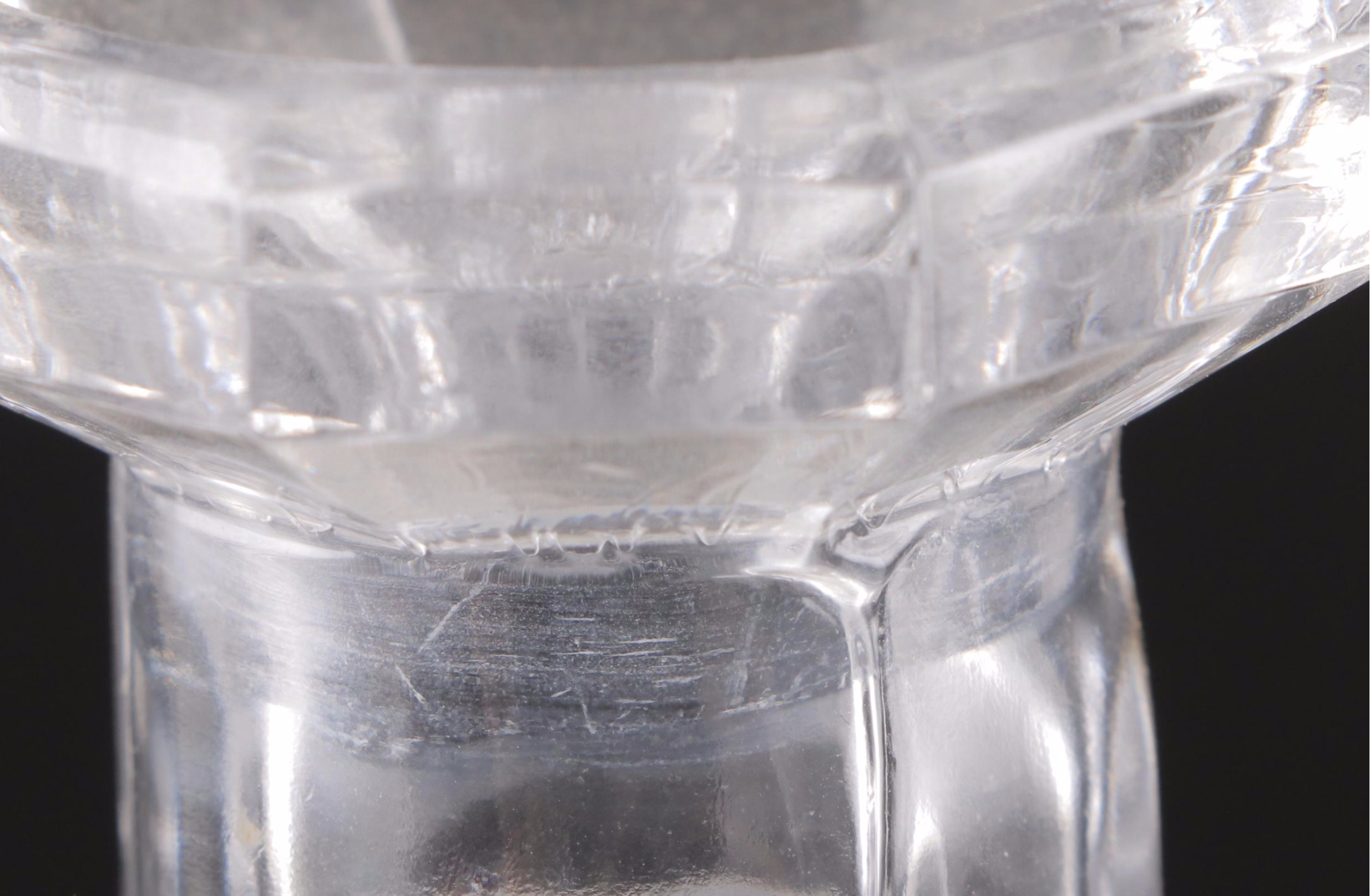 Cane Pattern Pressed Glass Whiskey Decanters with Stoppers