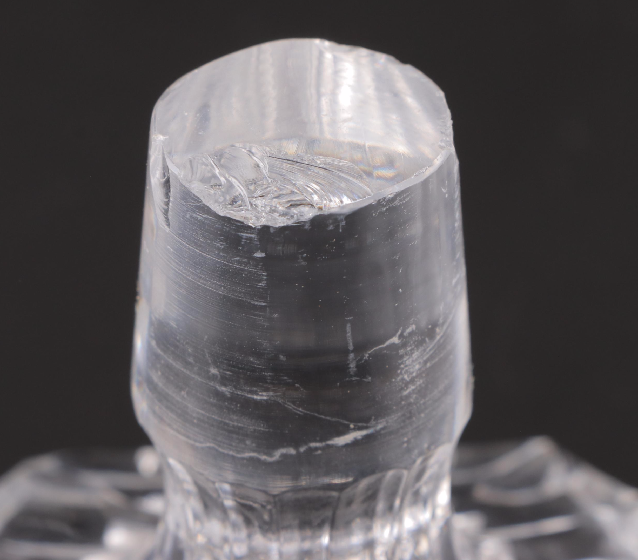 Cane Pattern Pressed Glass Whiskey Decanters with Stoppers