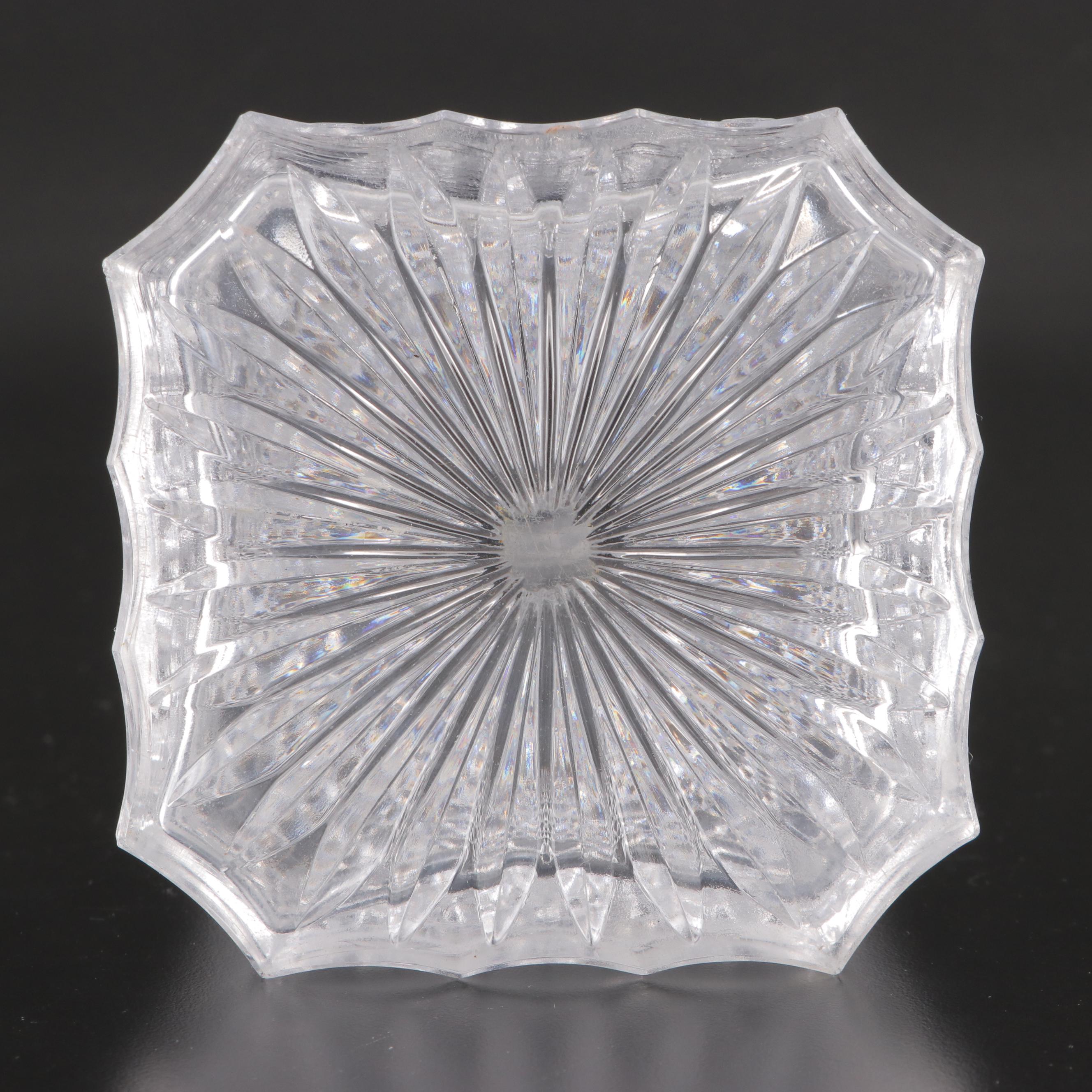 Cane Pattern Pressed Glass Whiskey Decanters with Stoppers