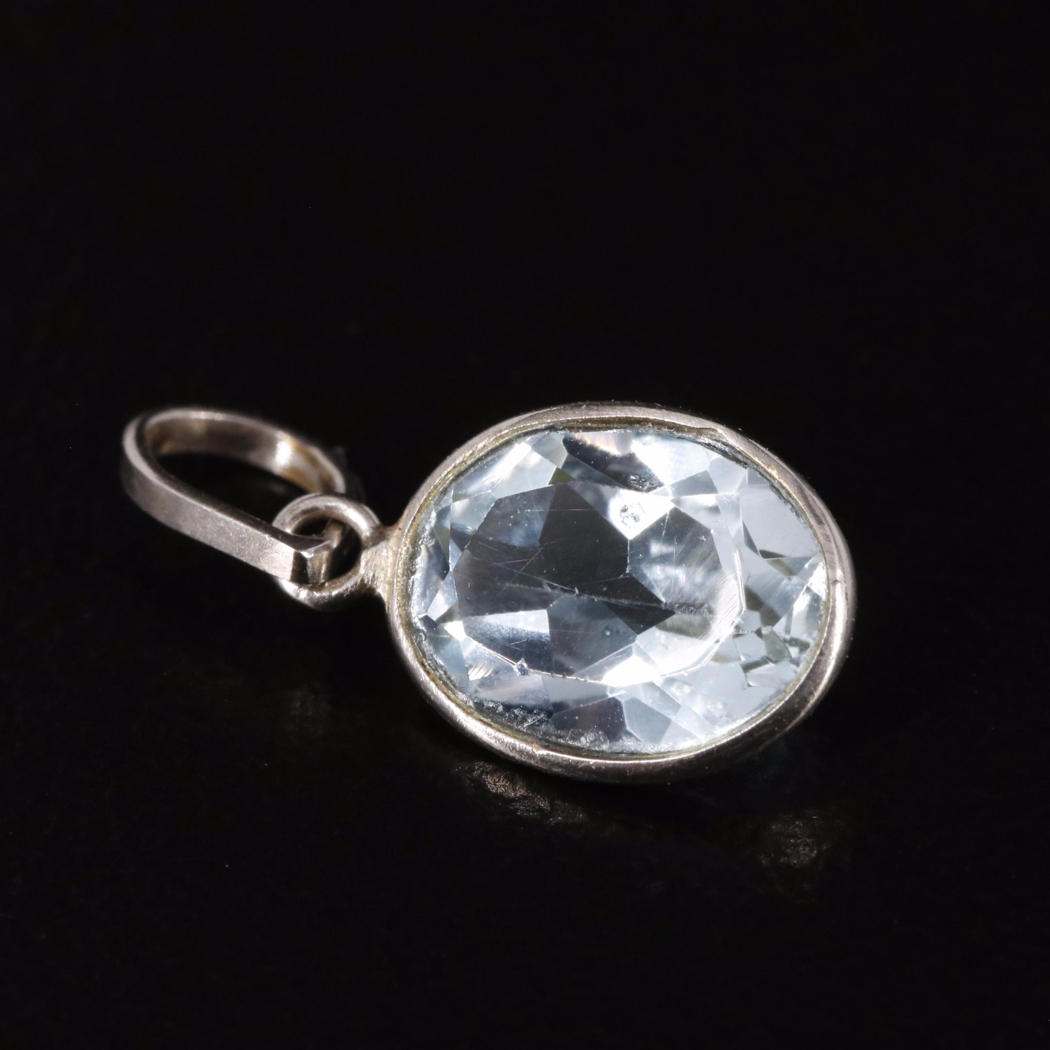 14K Blue Topaz Pendant