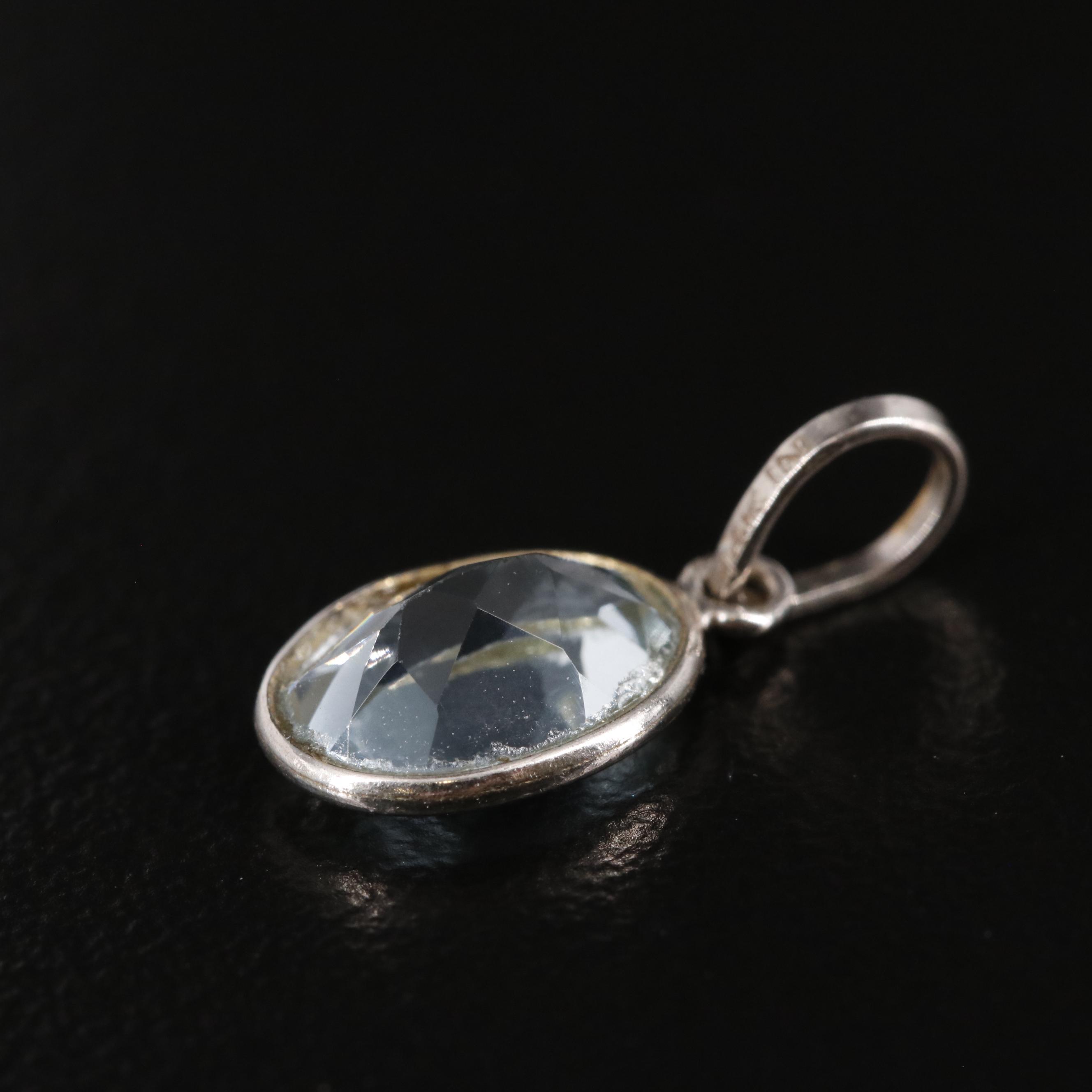 14K Blue Topaz Pendant