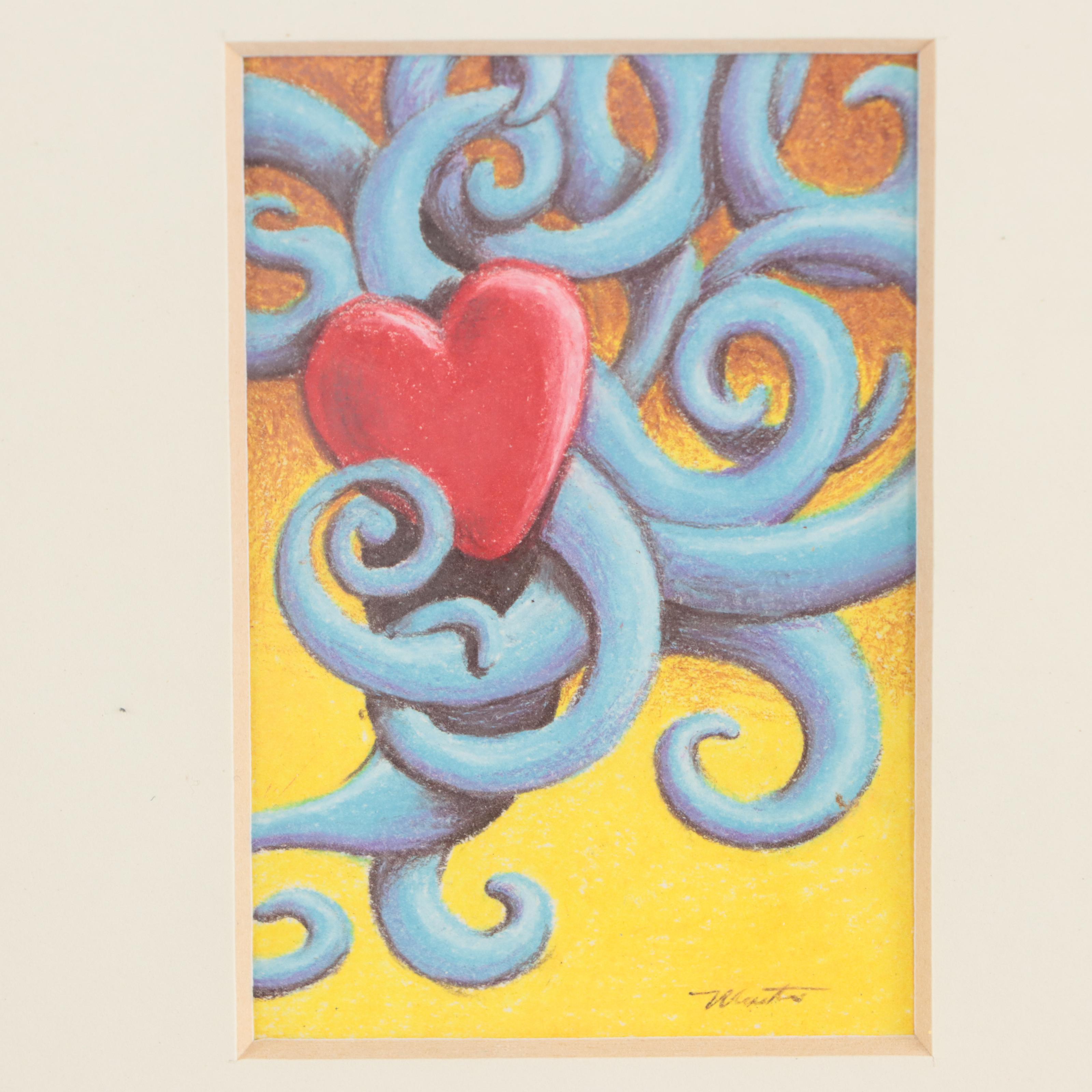 Surreal Colored Pencil Drawing and Stylized Portrait Relief Print