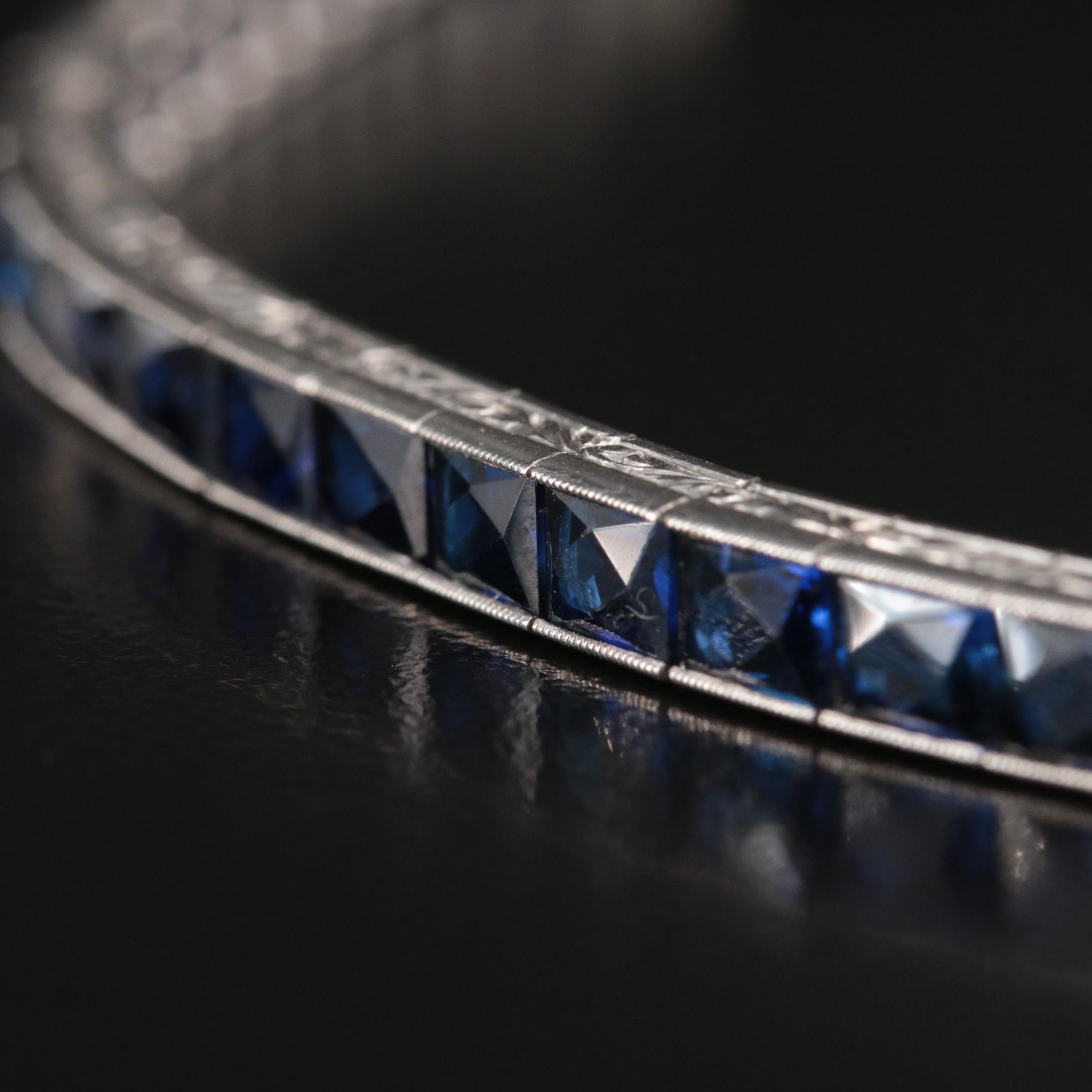Art Deco Platinum Sapphire Bracelet