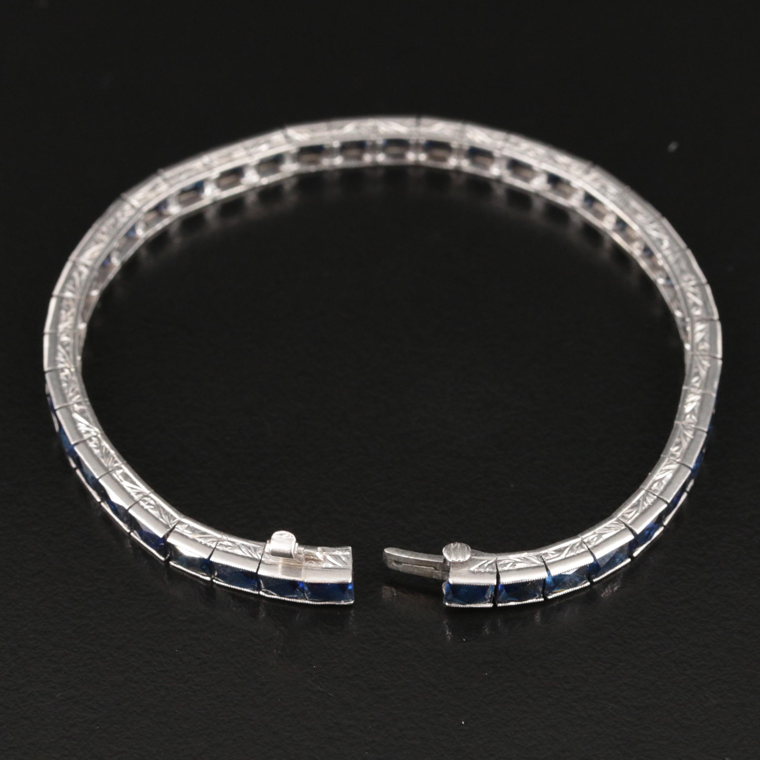 Art Deco Platinum Sapphire Bracelet