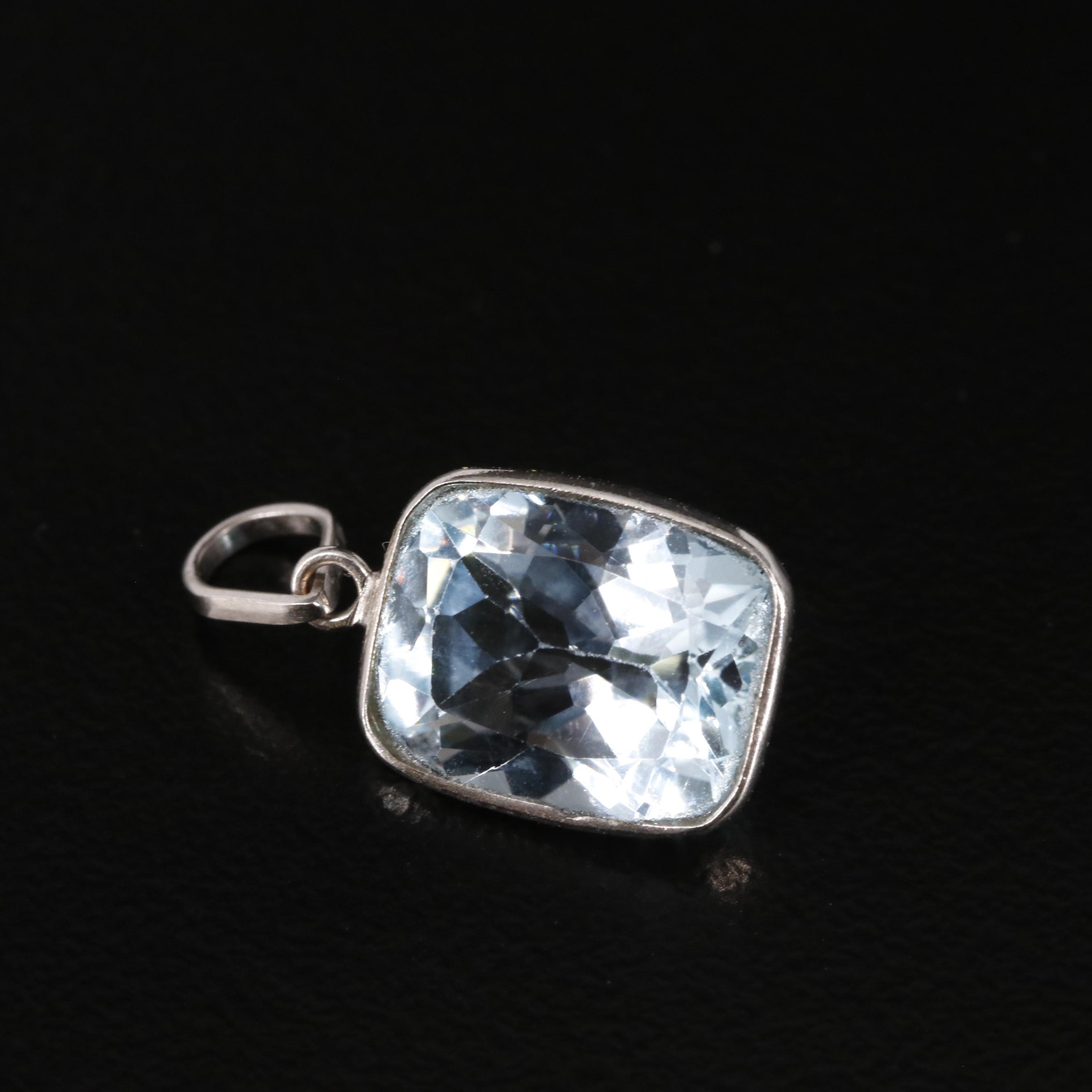 14K Blue Topaz Pendant
