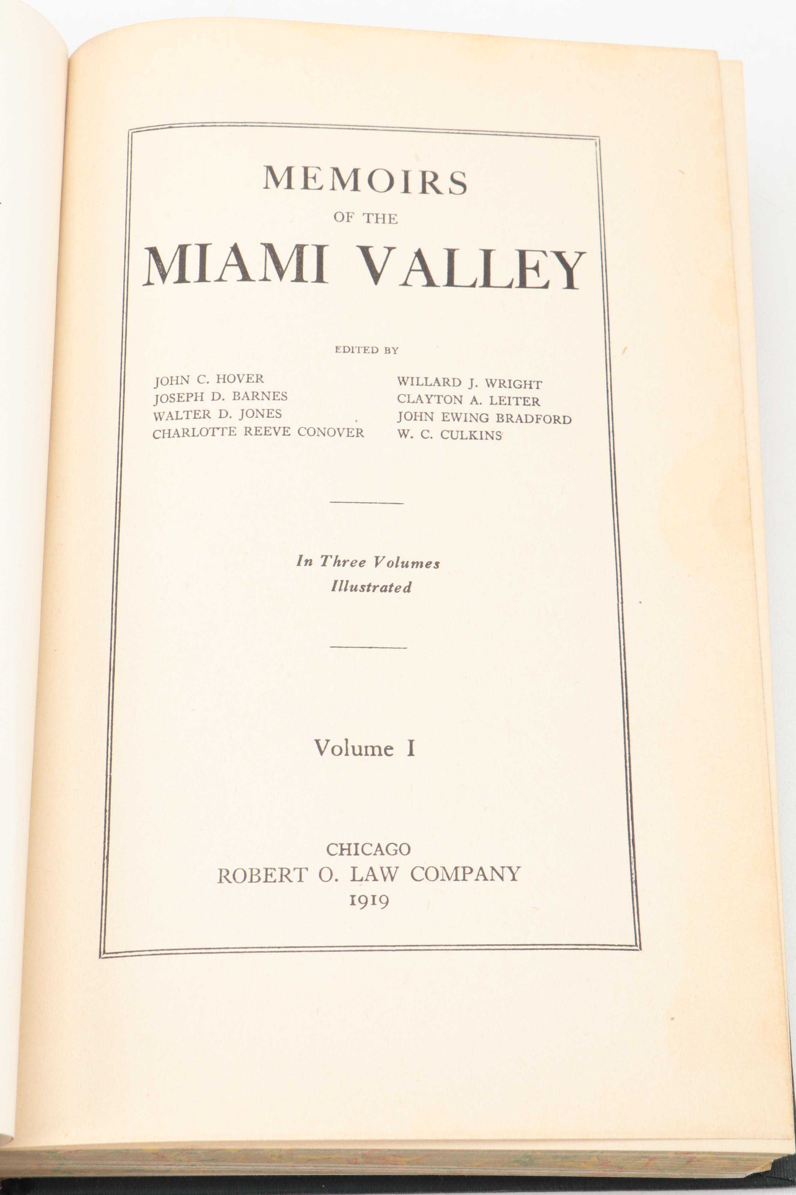 Illustrated "Memoirs of the Miami Valley" Three-Volume Set, 1919