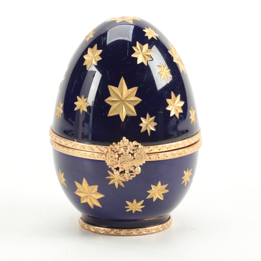 French Limoges Porcelain "Millennium" Faberge Egg, 2000