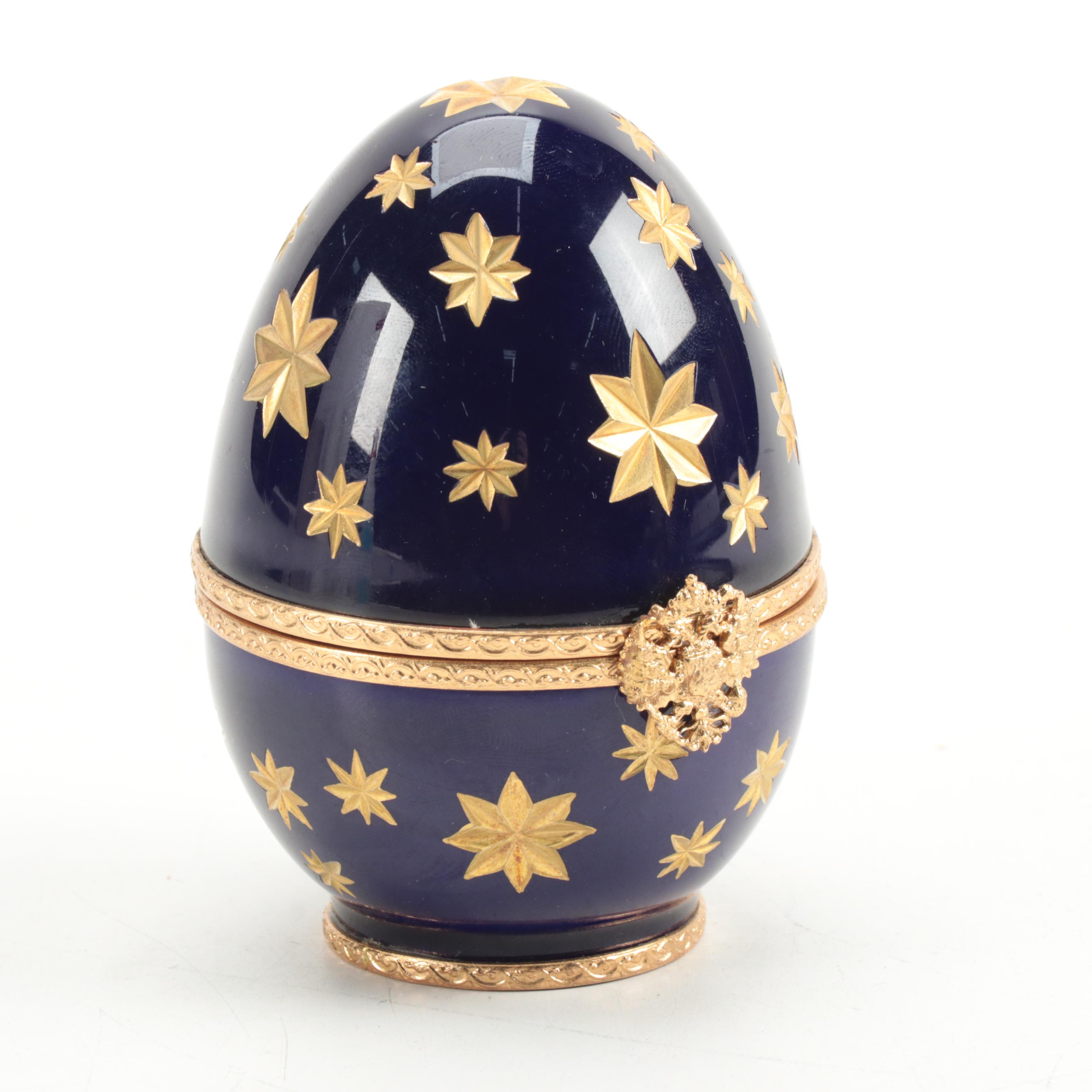 French Limoges Porcelain "Millennium" Faberge Egg, 2000
