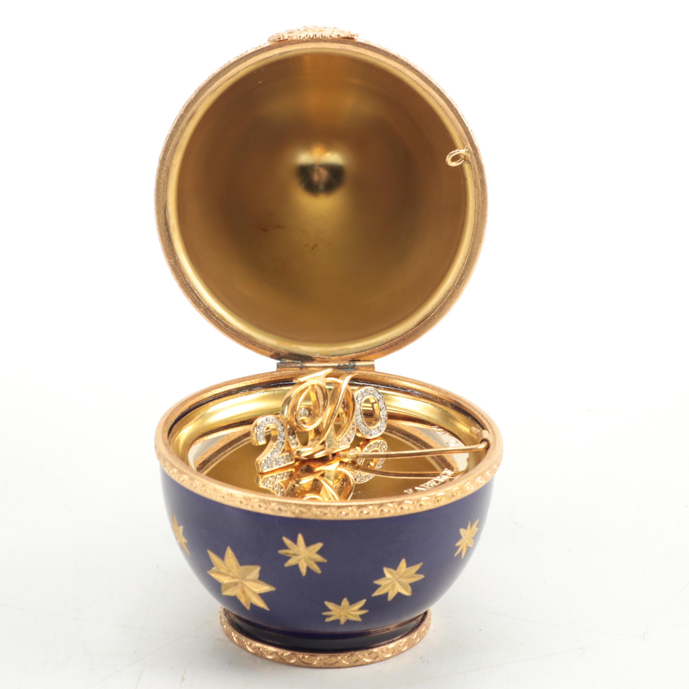 French Limoges Porcelain "Millennium" Faberge Egg, 2000