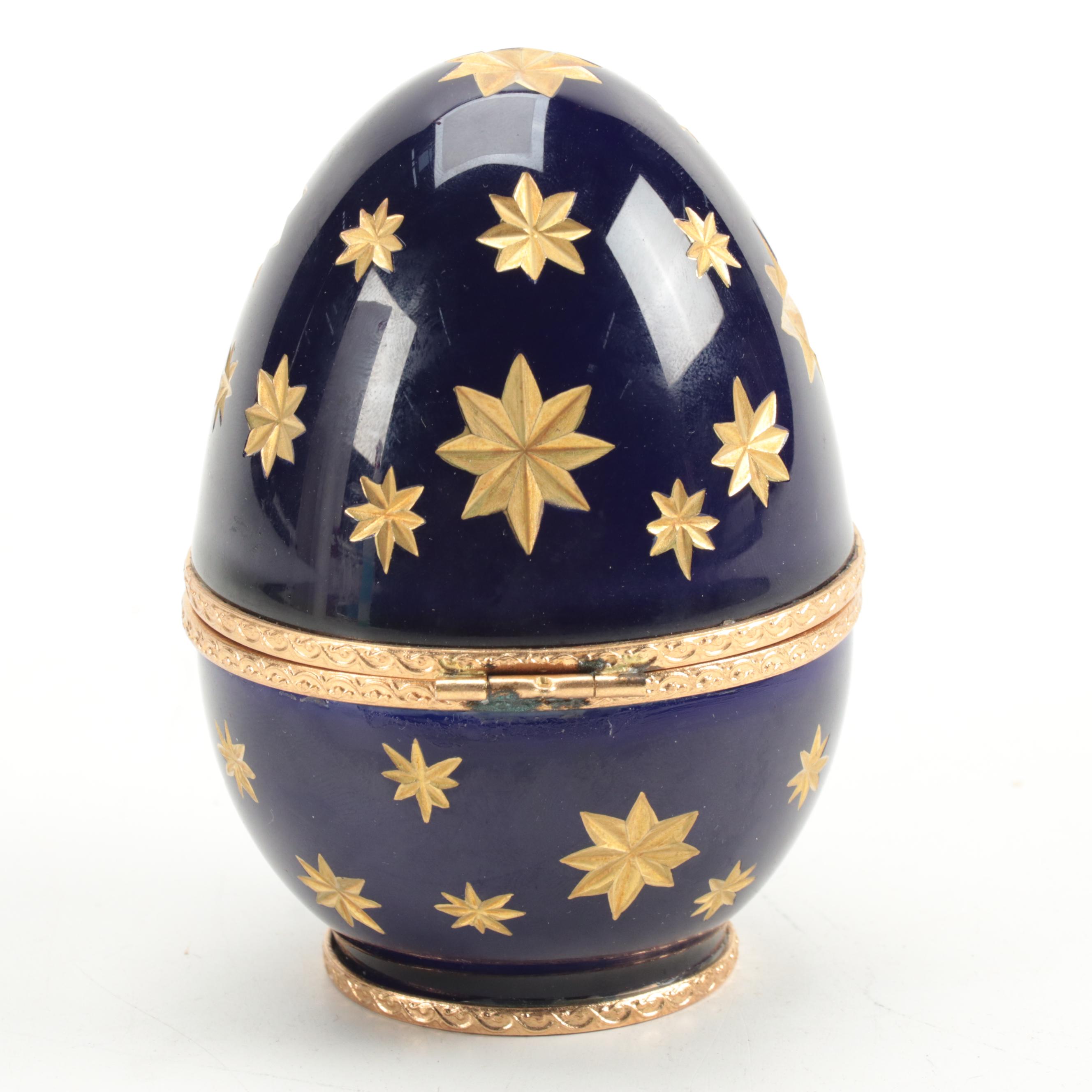 French Limoges Porcelain "Millennium" Faberge Egg, 2000
