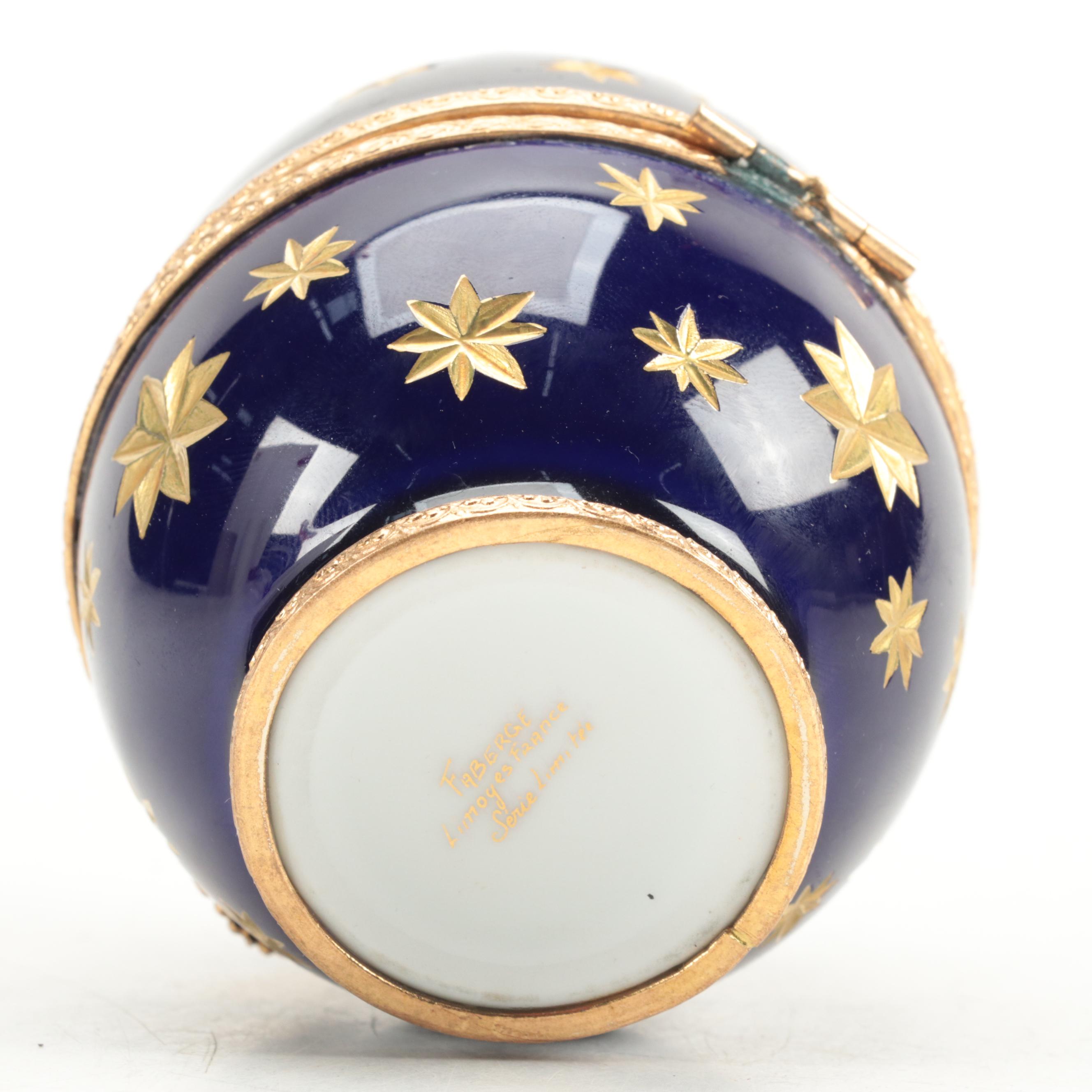 French Limoges Porcelain "Millennium" Faberge Egg, 2000
