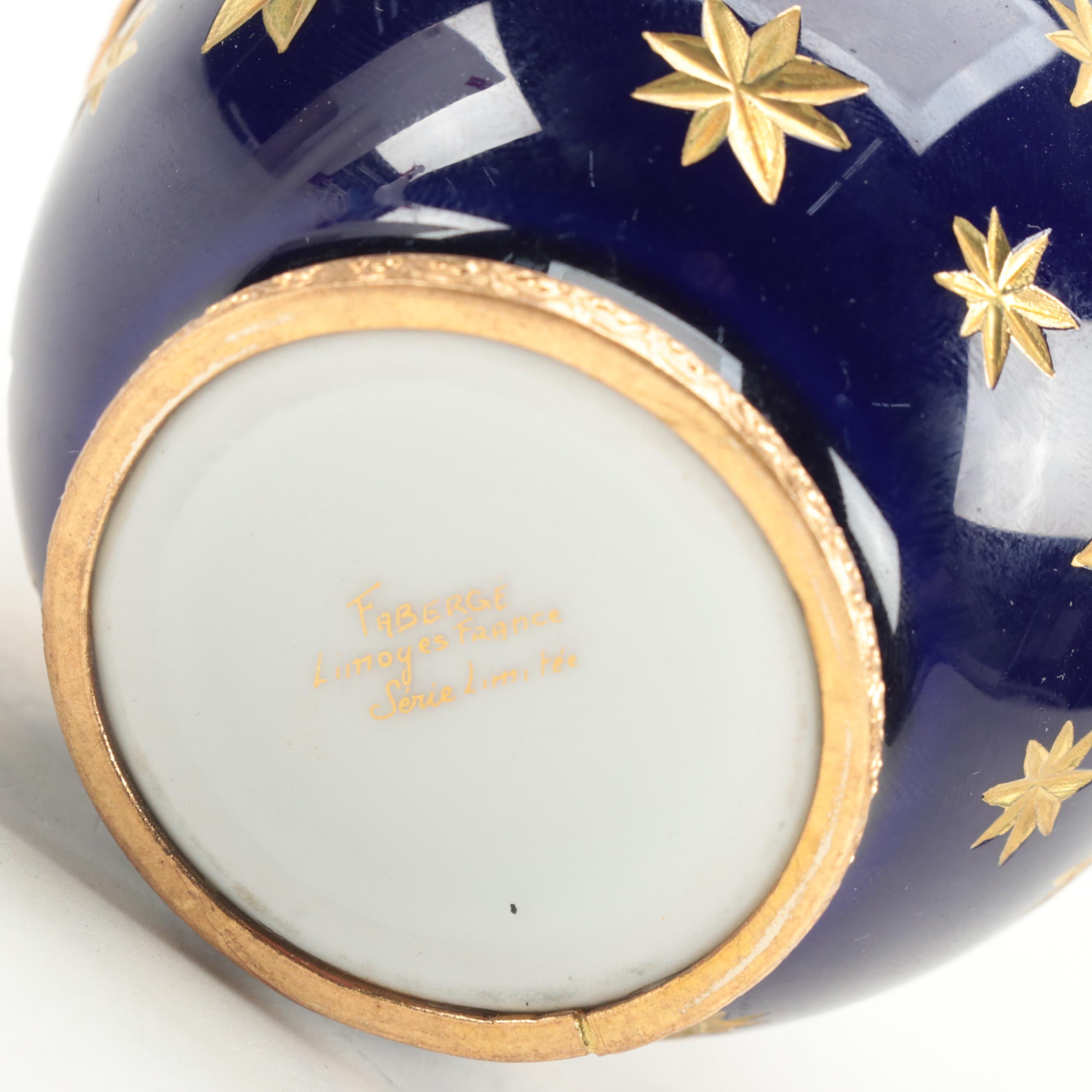 French Limoges Porcelain "Millennium" Faberge Egg, 2000