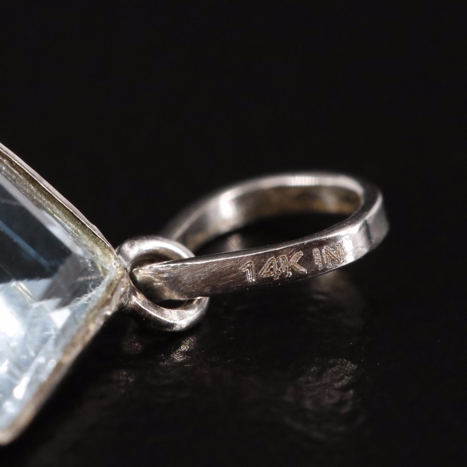 14K Blue Topaz Pendant