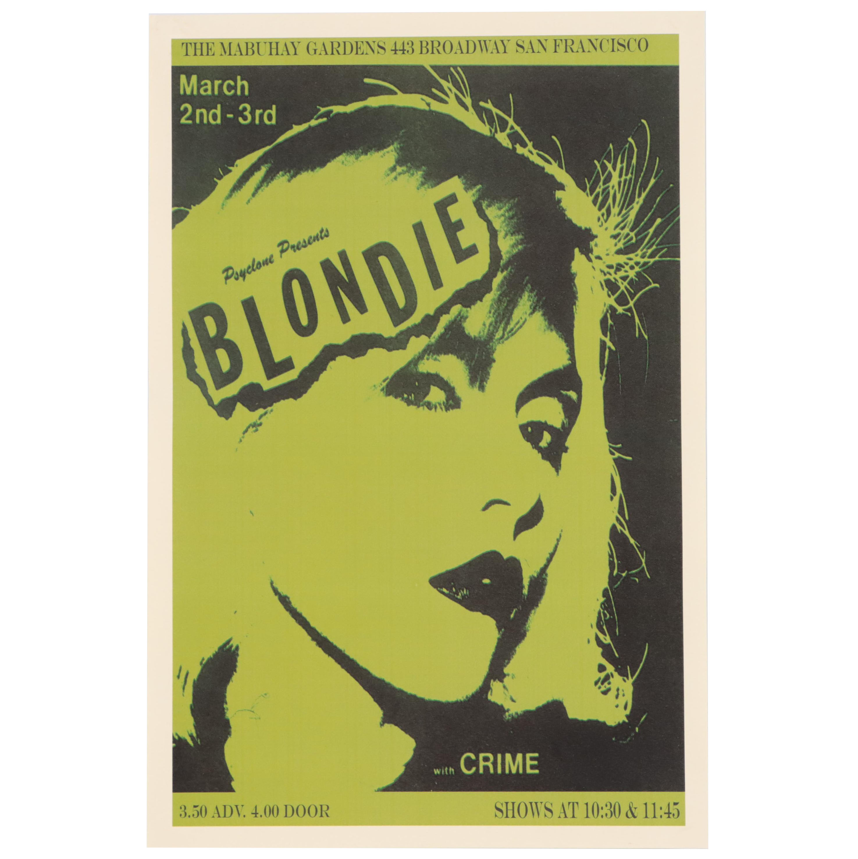 Digital Print Concert Poster Featuring Blondie and Crime