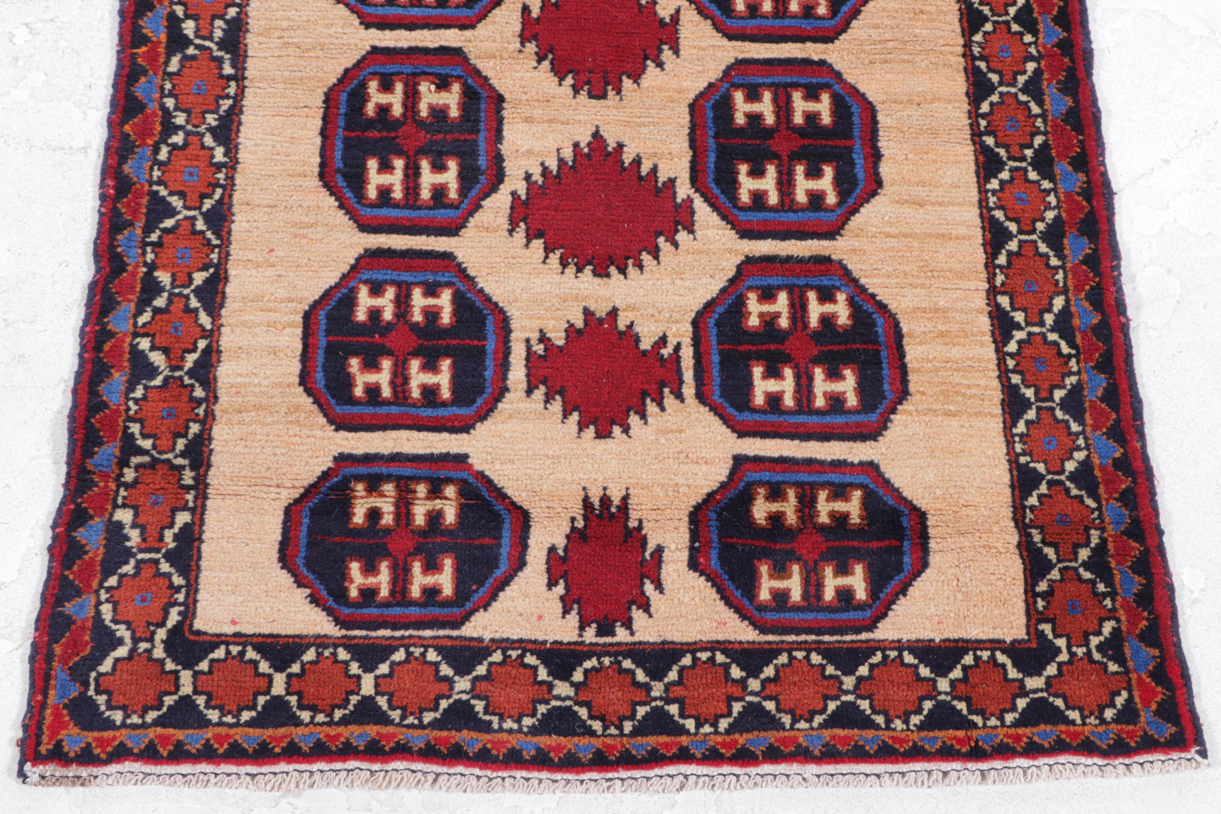 2'8 x 4'3 Hand-Knotted Afghan Baluch Accent Rug