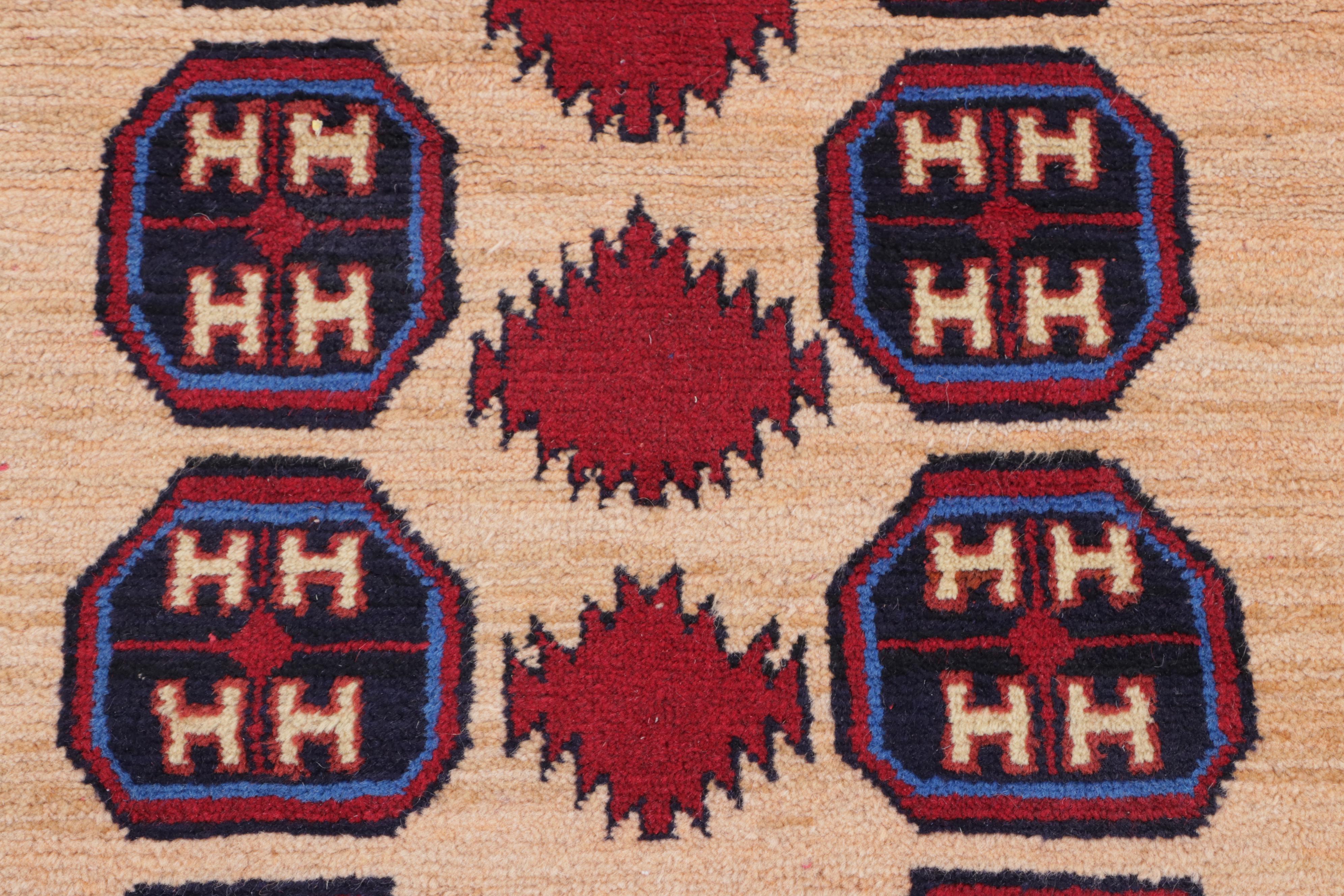 2'8 x 4'3 Hand-Knotted Afghan Baluch Accent Rug
