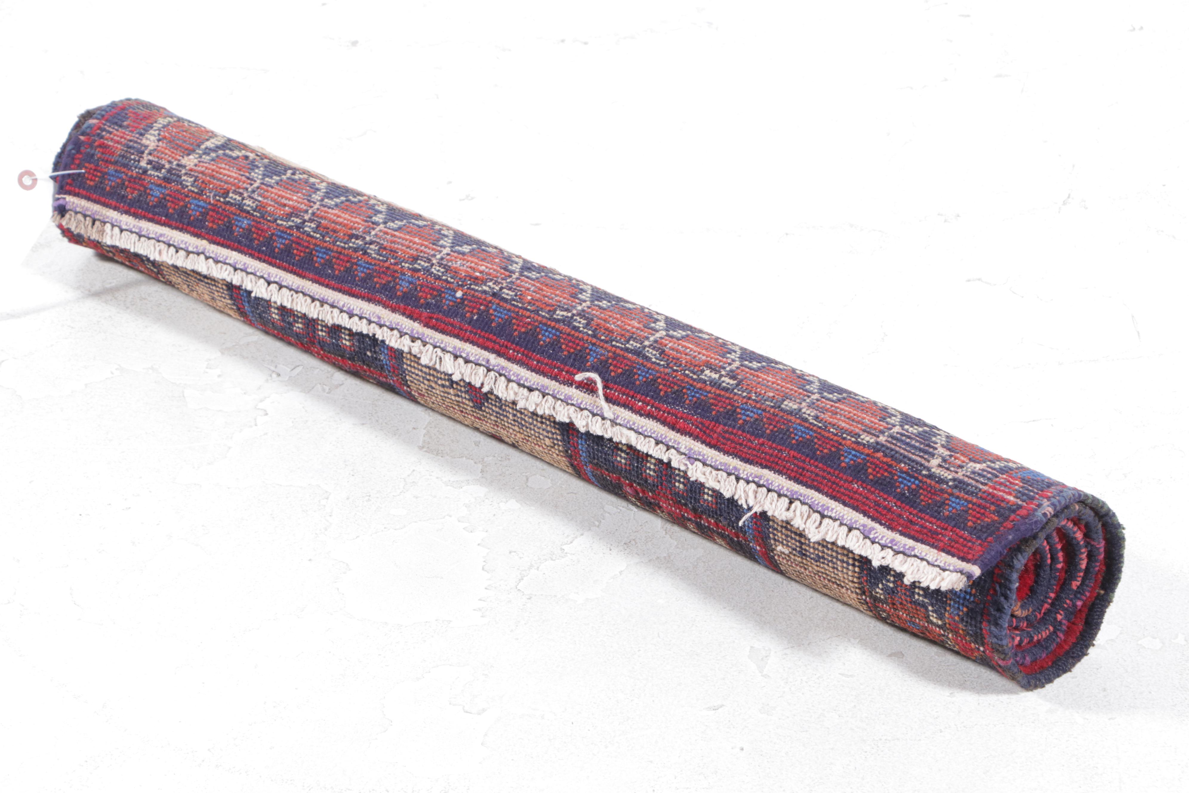 2'8 x 4'3 Hand-Knotted Afghan Baluch Accent Rug