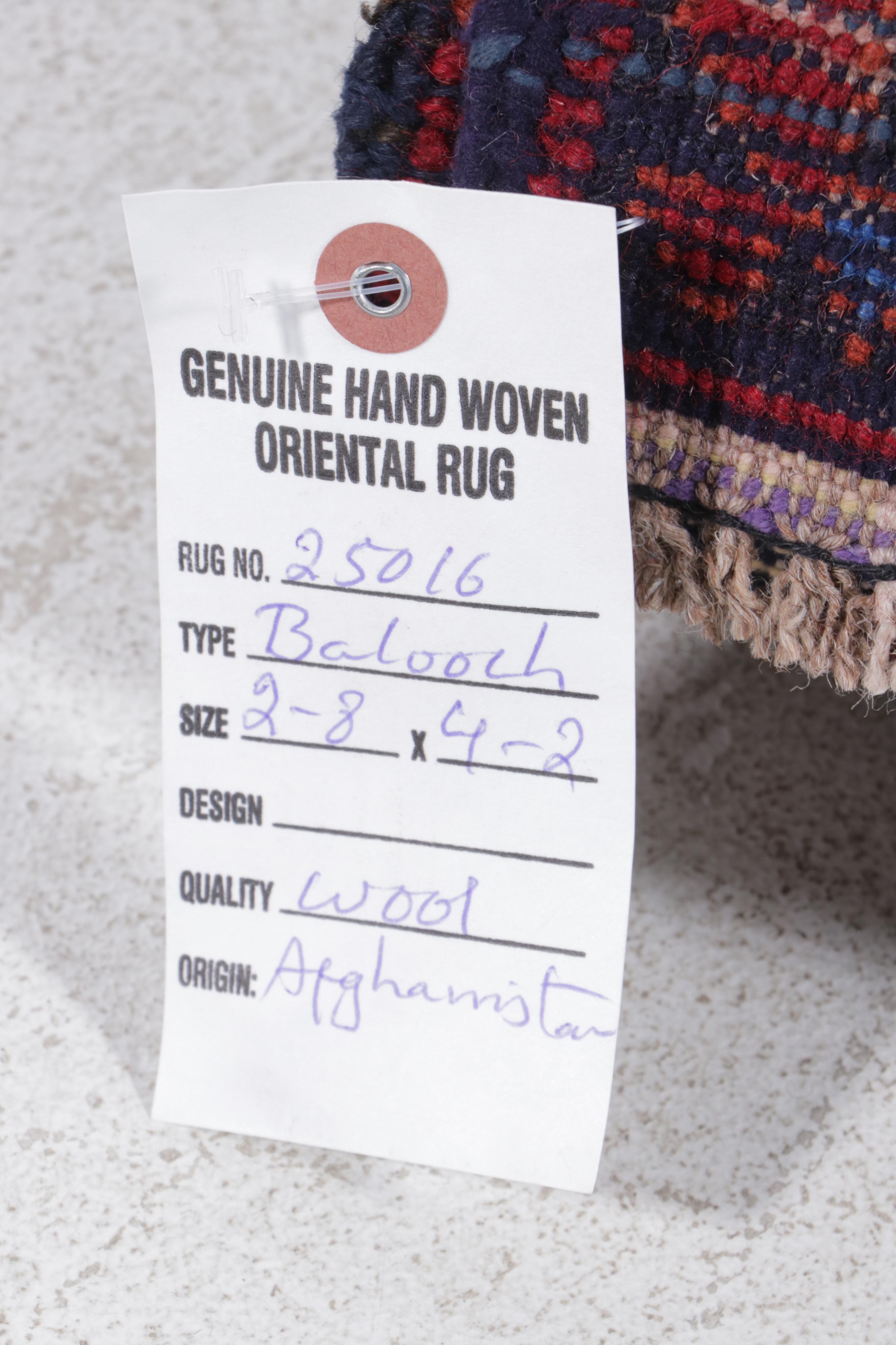 2'8 x 4'3 Hand-Knotted Afghan Baluch Accent Rug