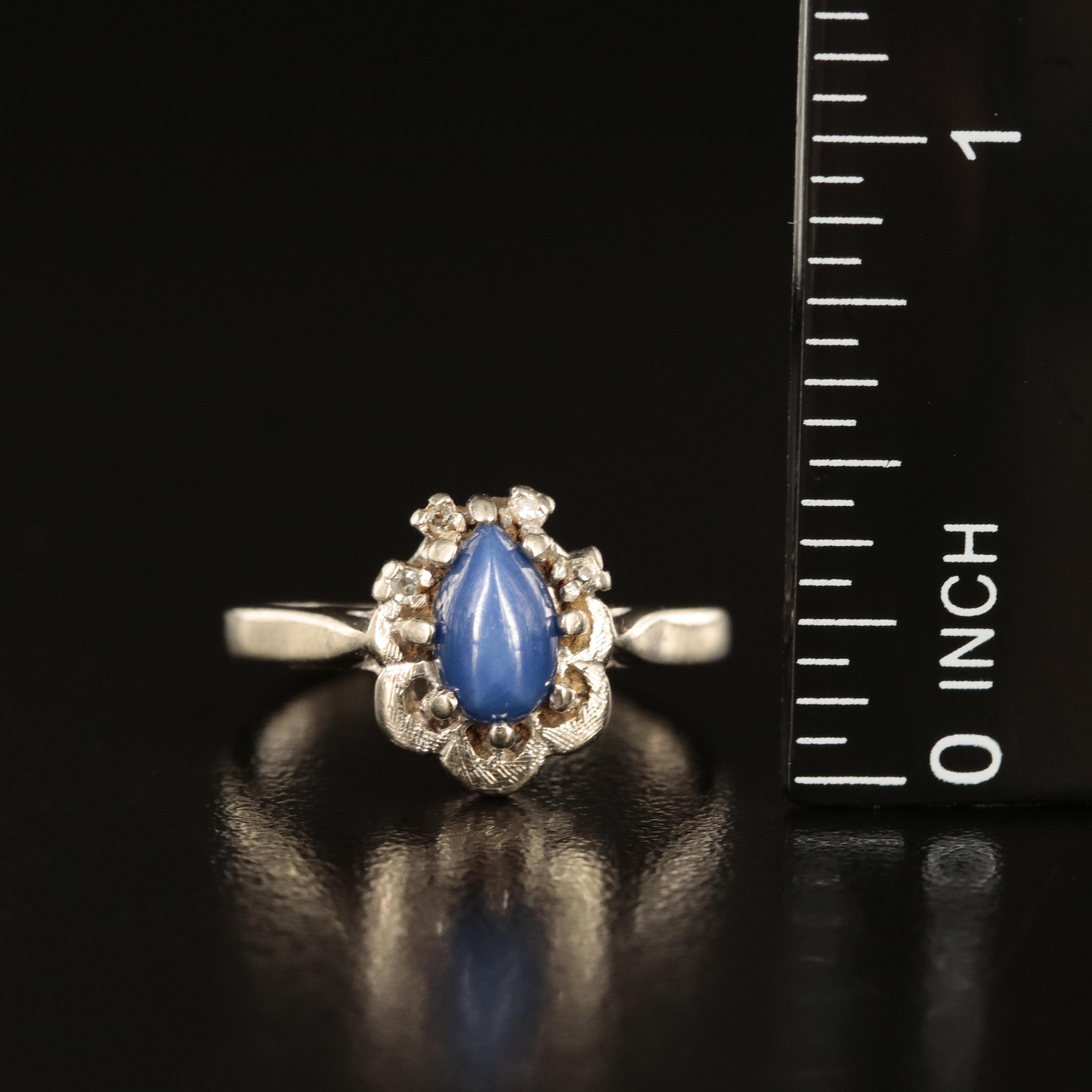 Vintage 14K Star Sapphire and Diamond Ring