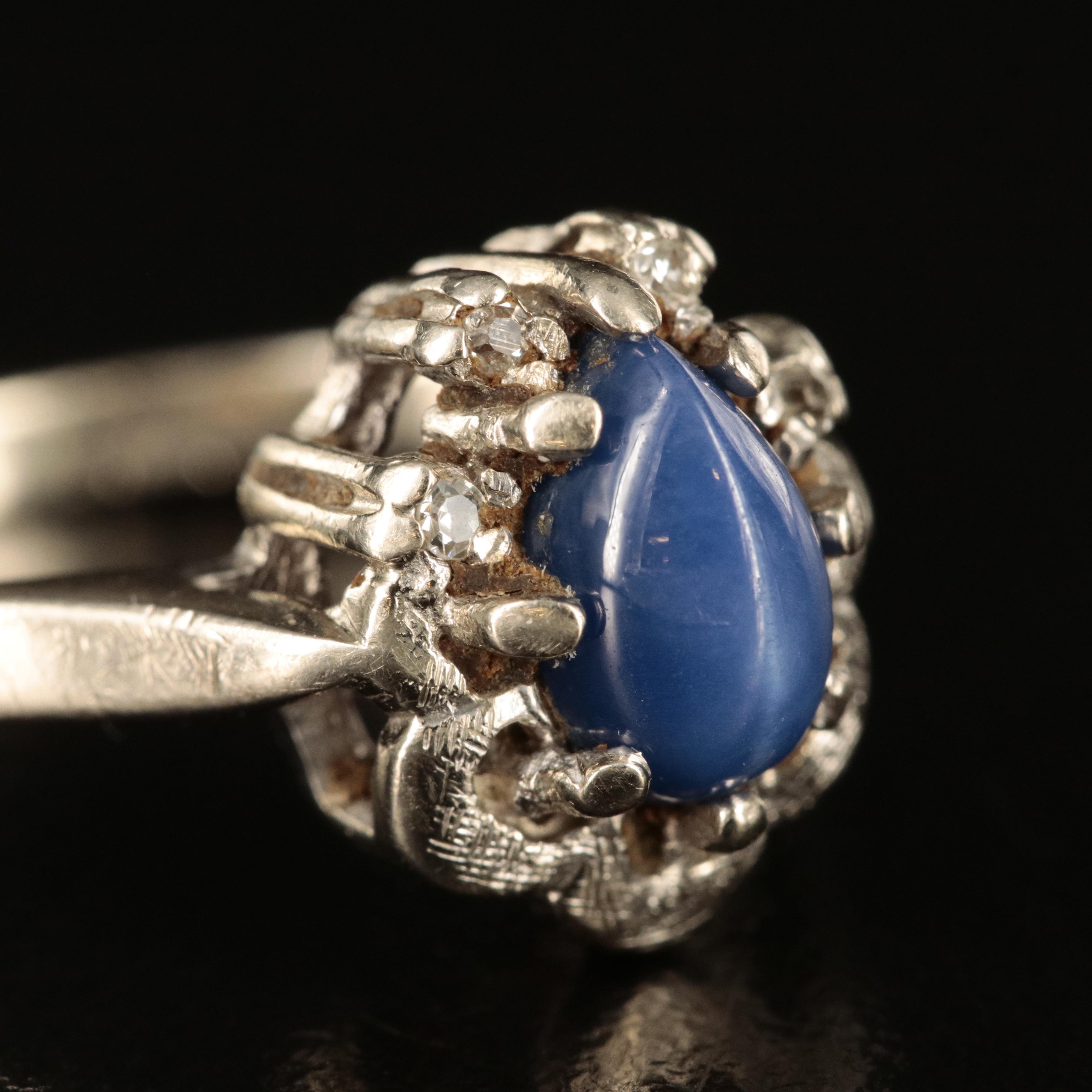 Vintage 14K Star Sapphire and Diamond Ring