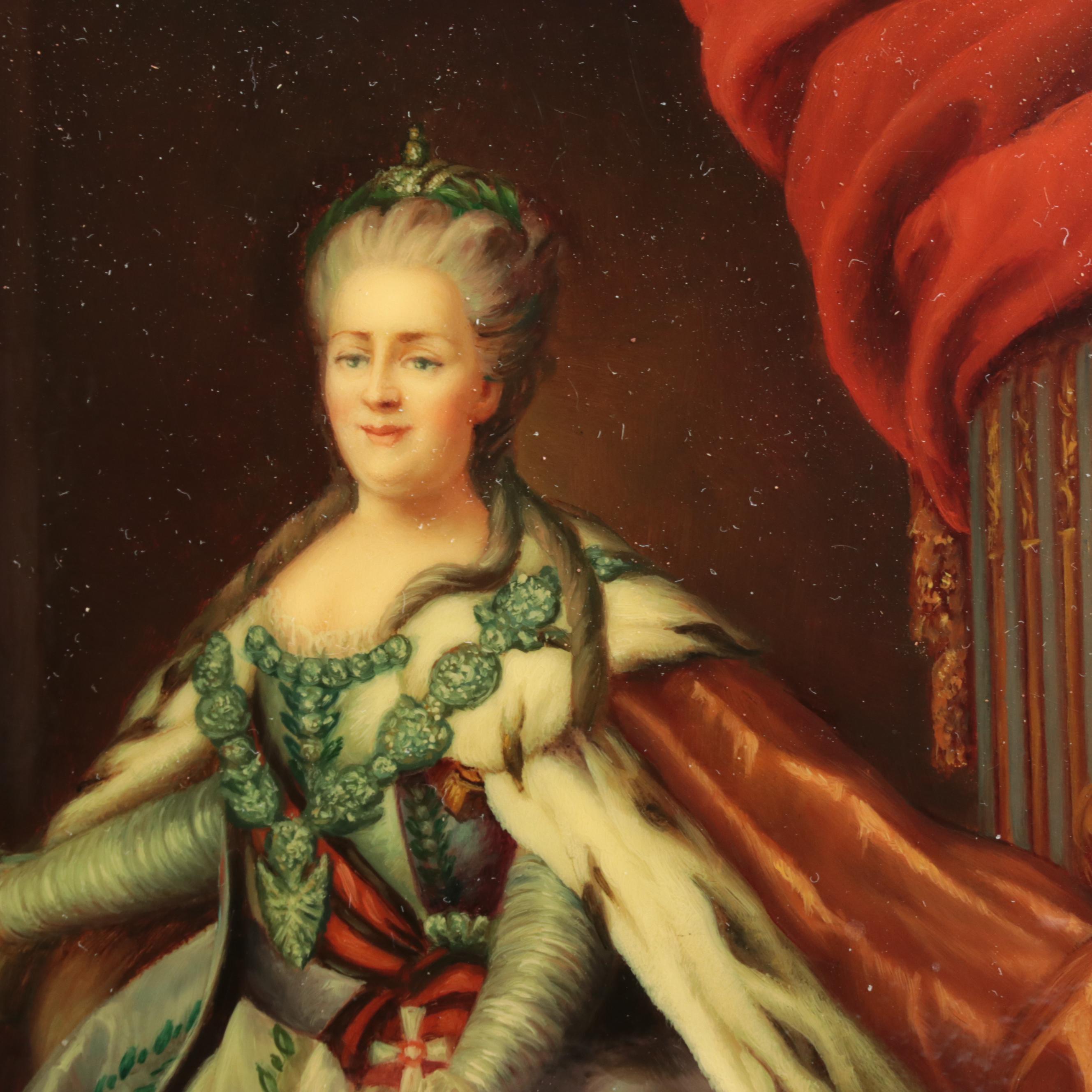 Russian Fedoskino "Catherine the Great" Lacquerware Box