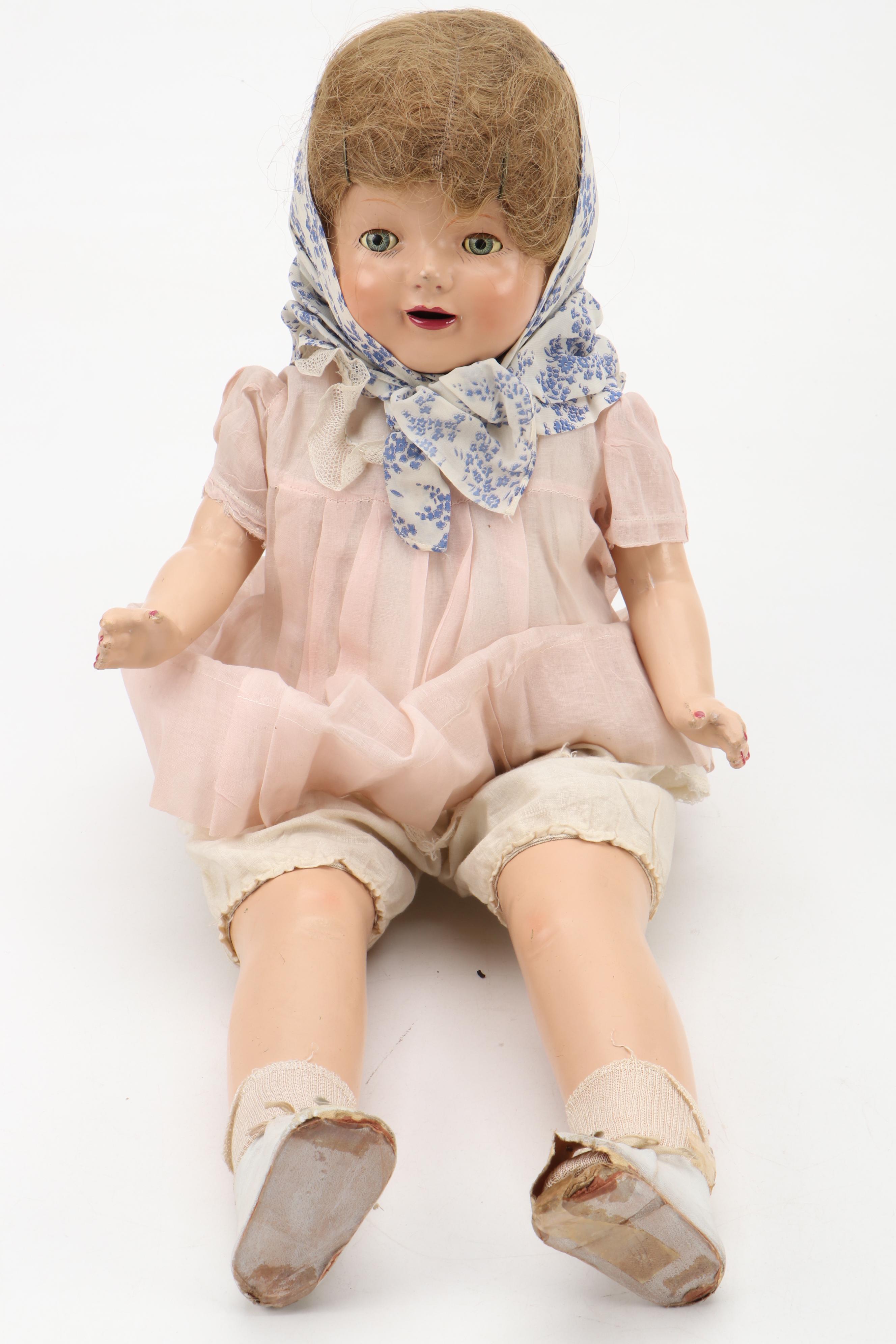 Composition Sleep Eye Child Doll, Mid- 20th Century
