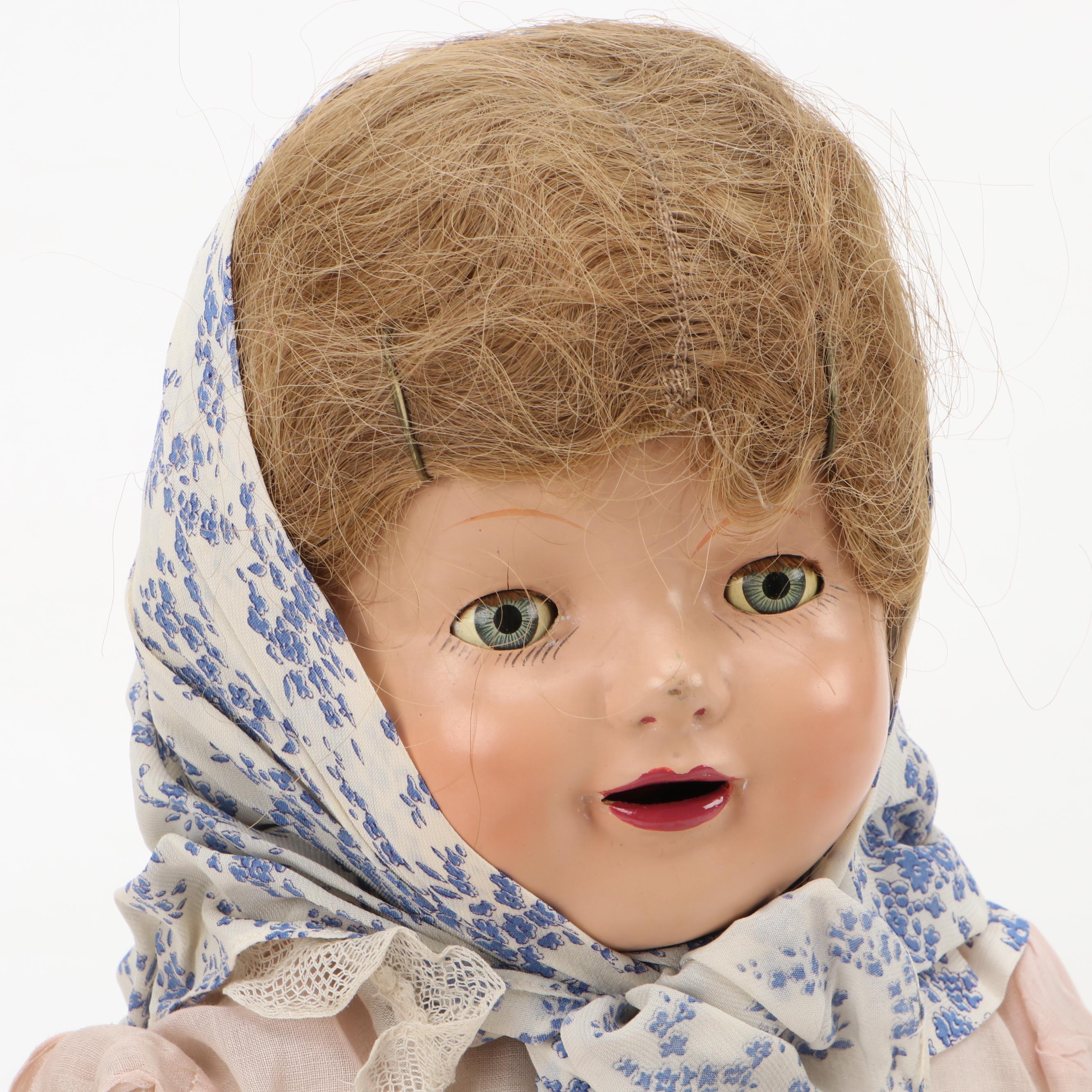 Composition Sleep Eye Child Doll, Mid- 20th Century