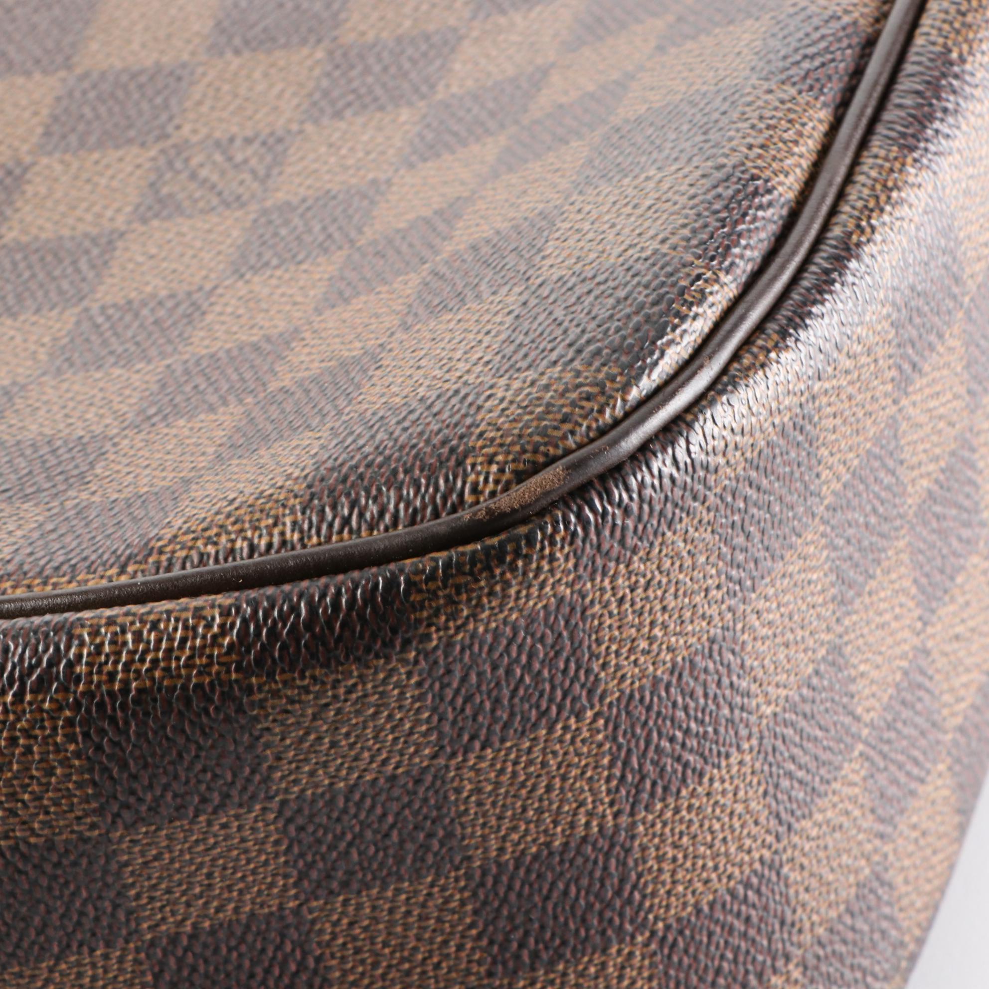 Louis Vuitton Parioli PM Tote in Damier Ebene Canvas and Brown Leather Trim