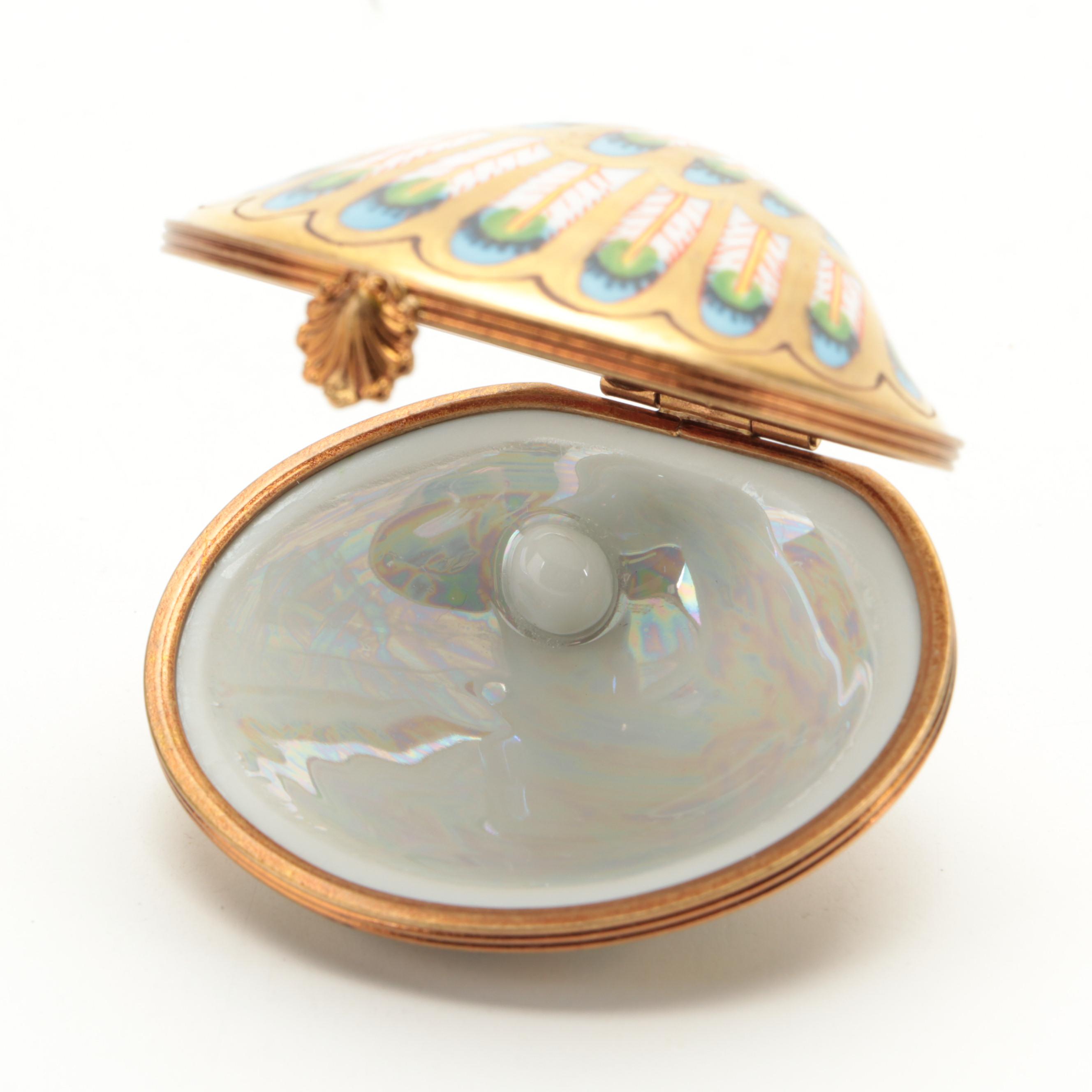 Limoges Porcelain Oyster Shaped Box