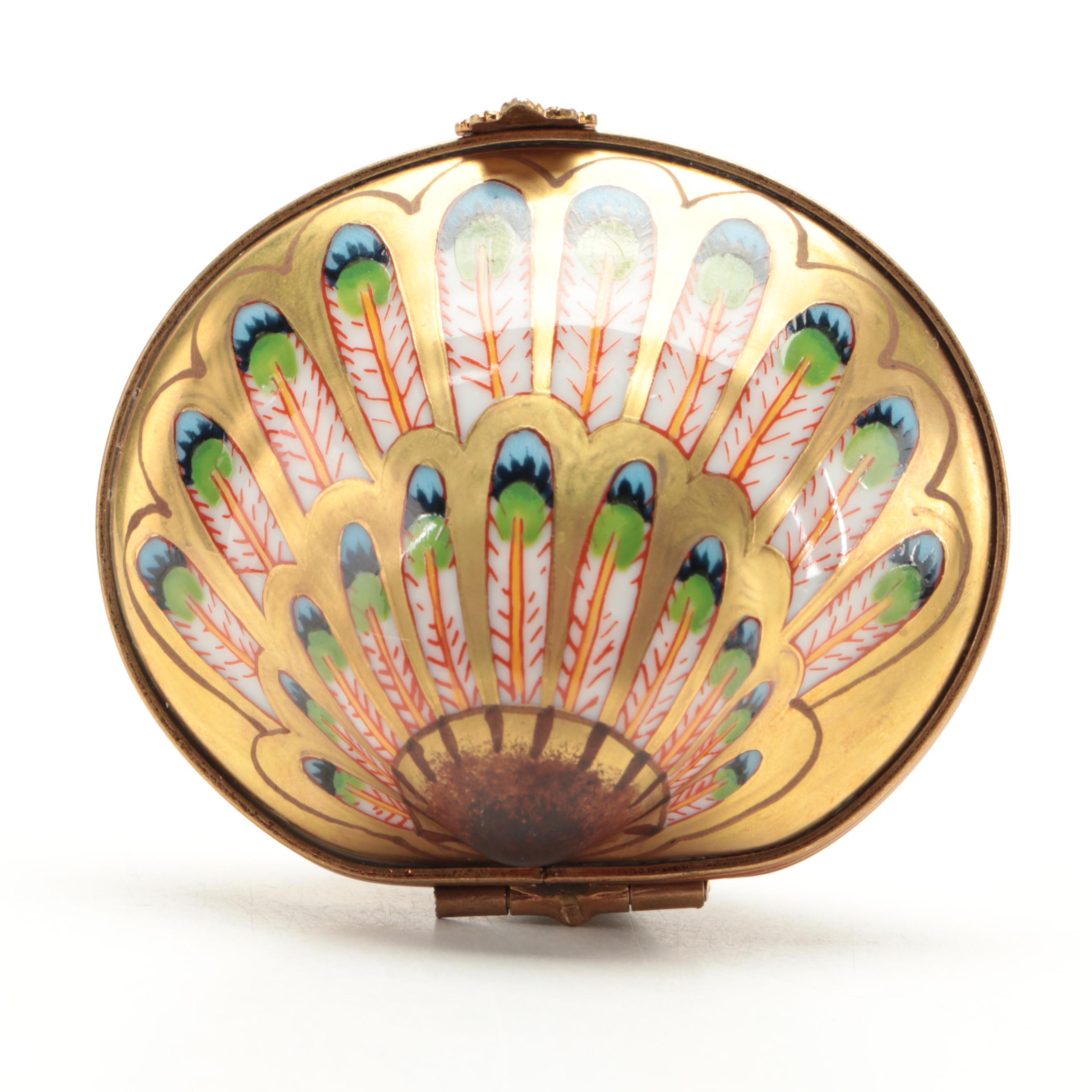 Limoges Porcelain Oyster Shaped Box