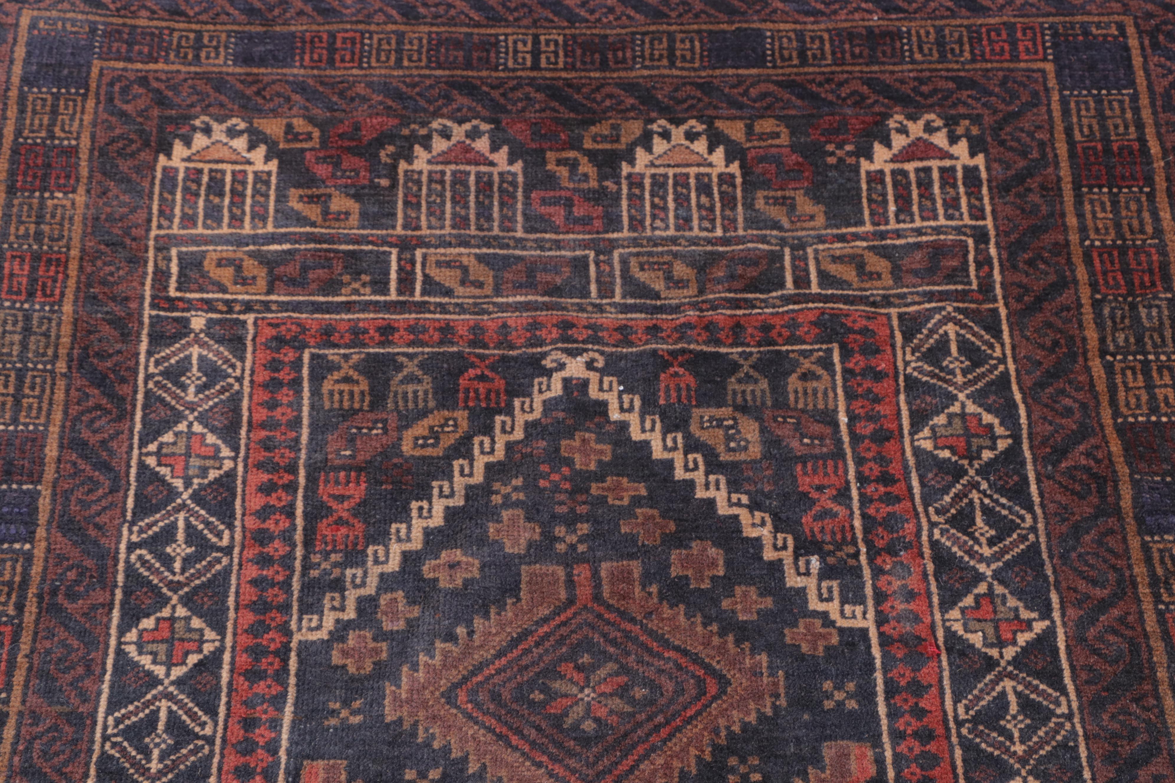 3' x 4'3 Hand-Knotted Afghan Baluch Accent Rug